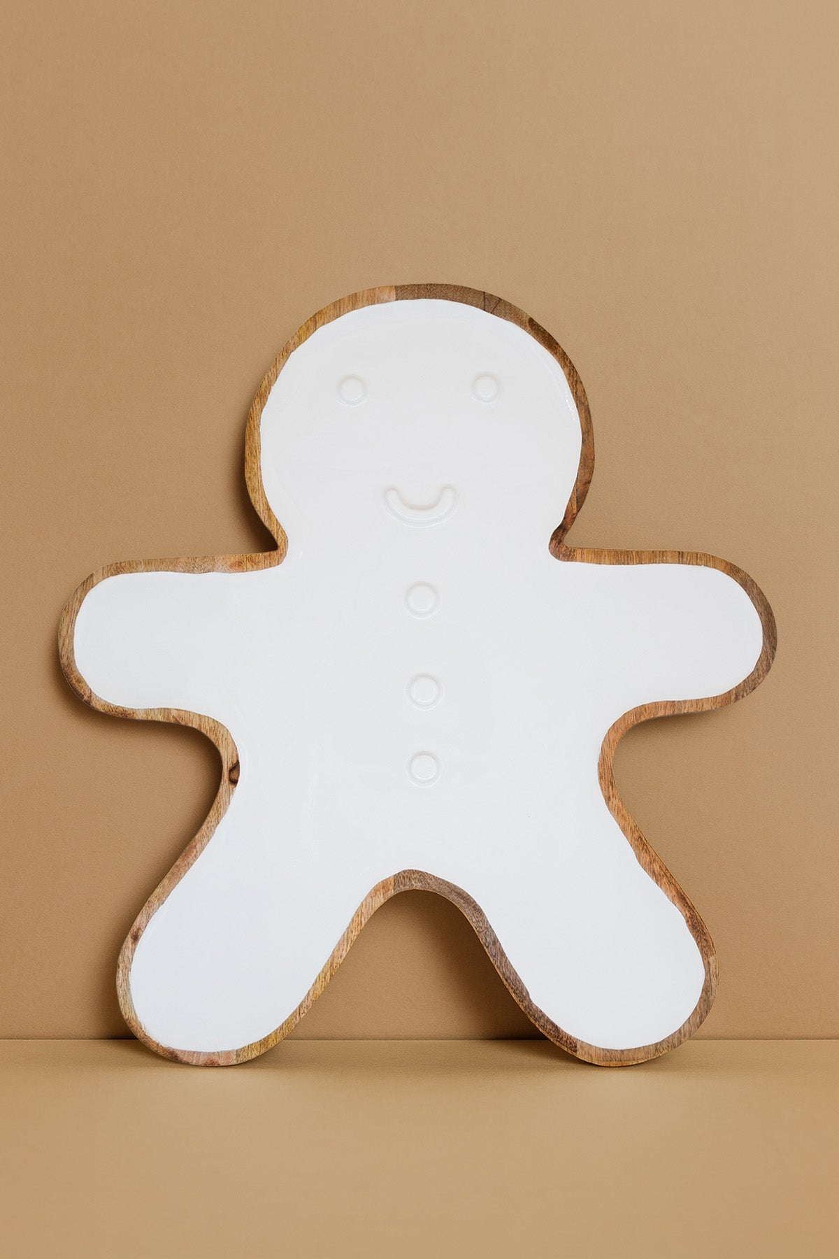 Mango Ağacından Emaye Kaplamalı Dev Kurabiye Adam Sunum Tabağı 52x48 cm