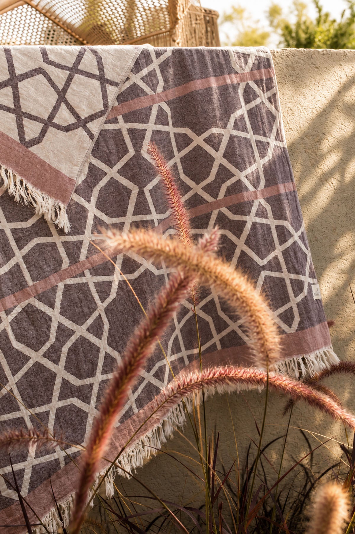 Marrakech Jakarlı Peştemal Gül Kurusu, Taşıma Çantalı