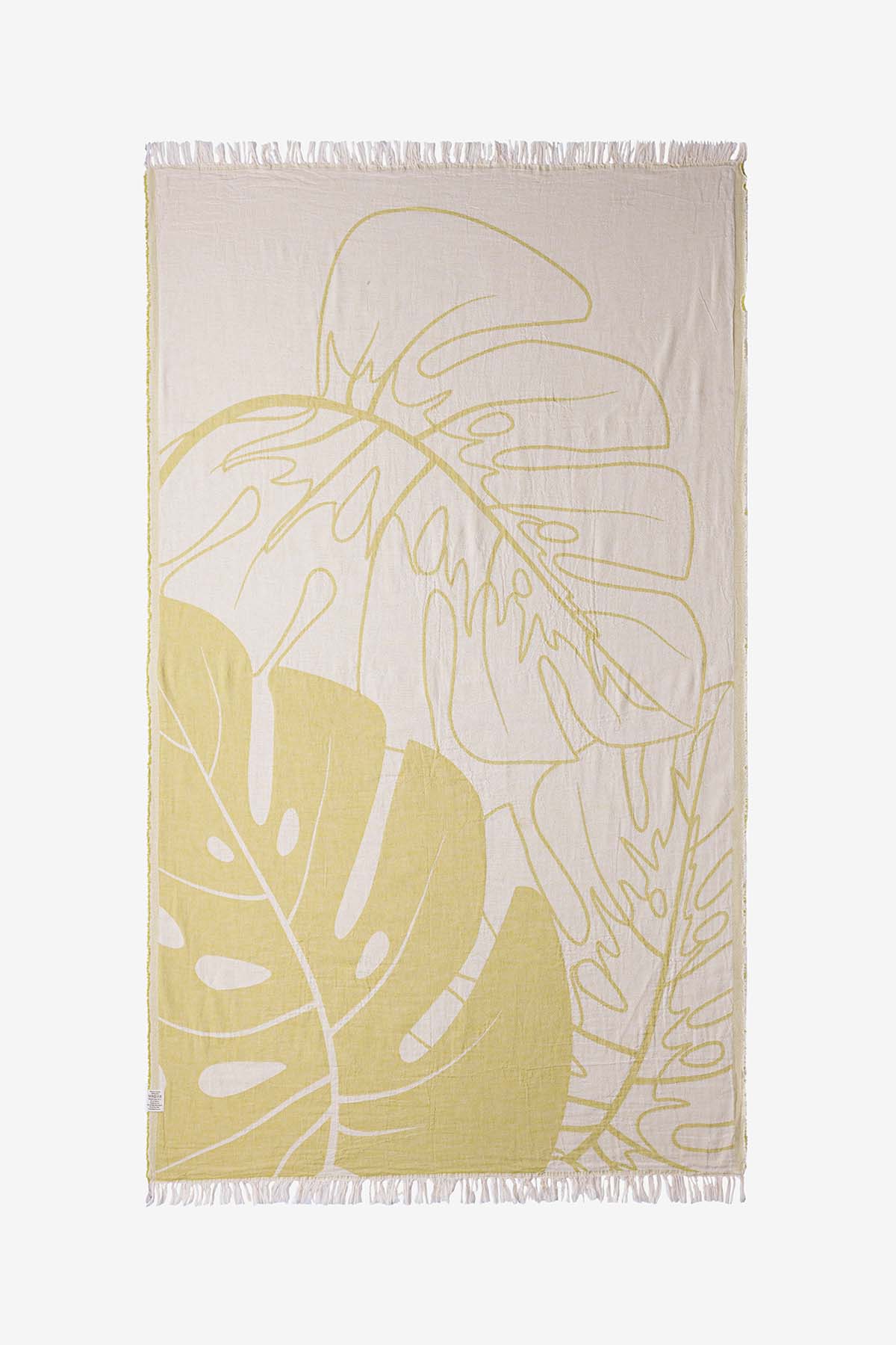 Monstera Yaprağı Jakarlı Peştemal Sarı, Taşıma Çantalı