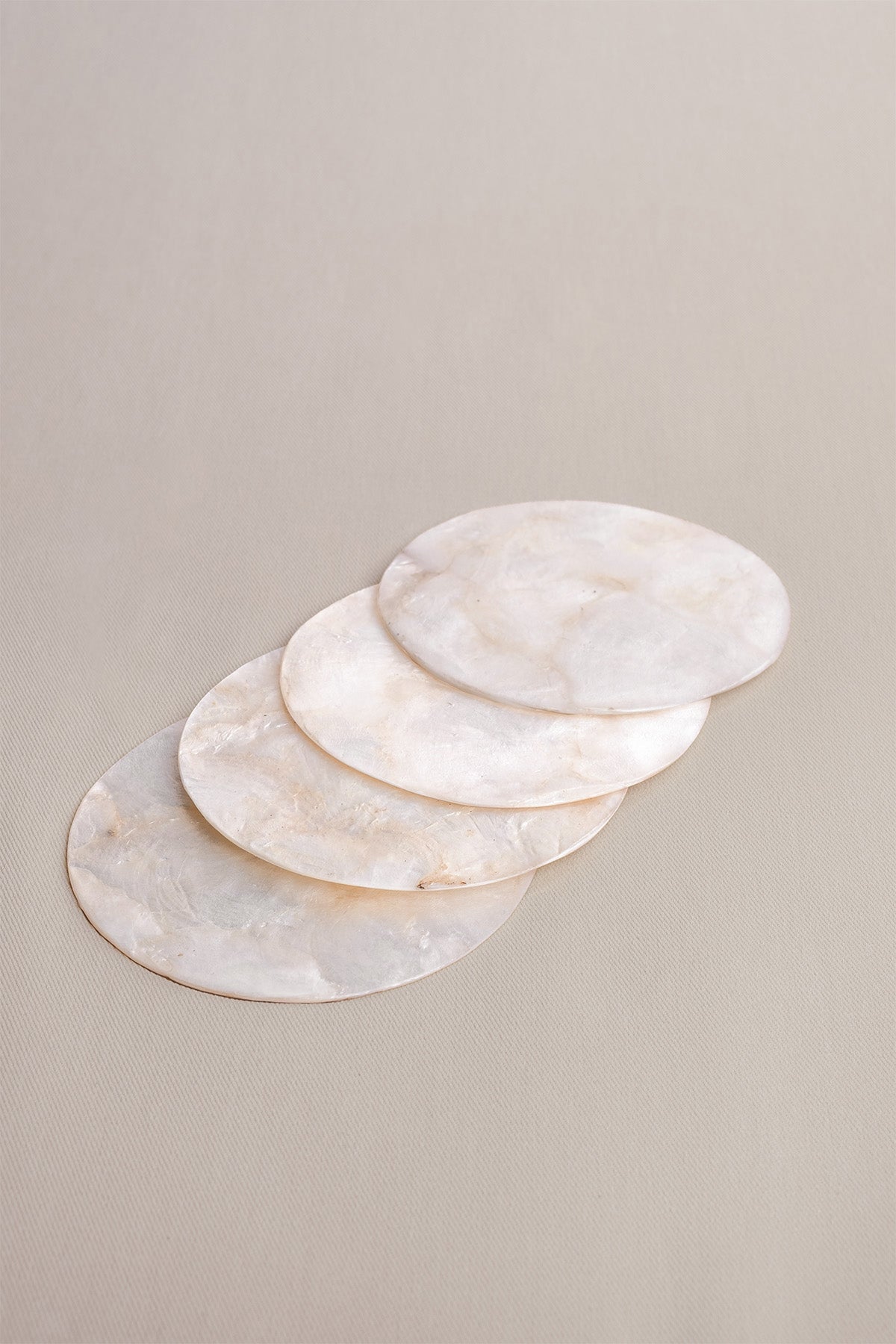 Sedefli Bardak Altlığı 4'lü Set Naturel 10 cm