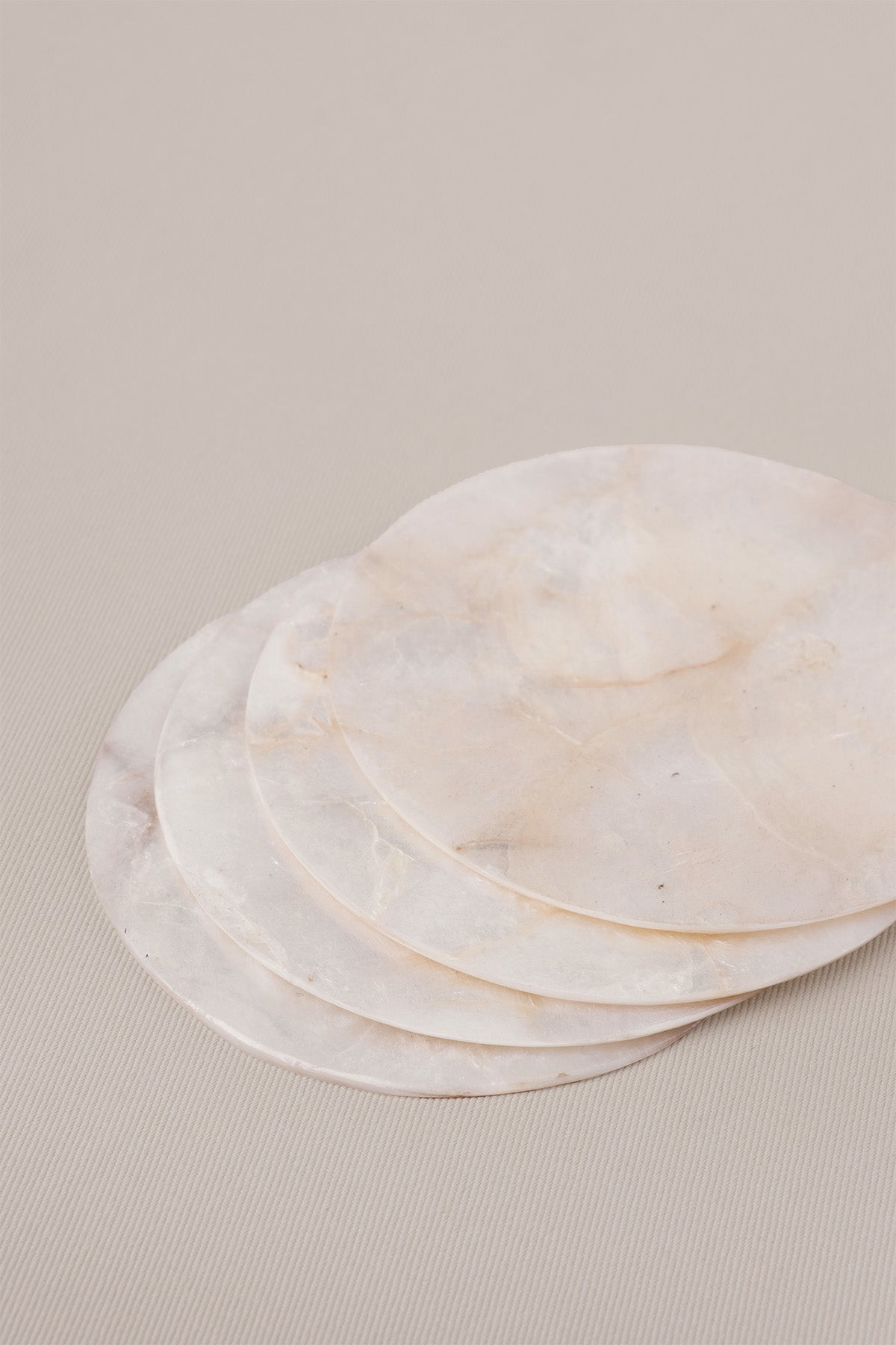 Sedefli Bardak Altlığı 4'lü Set Naturel 10 cm