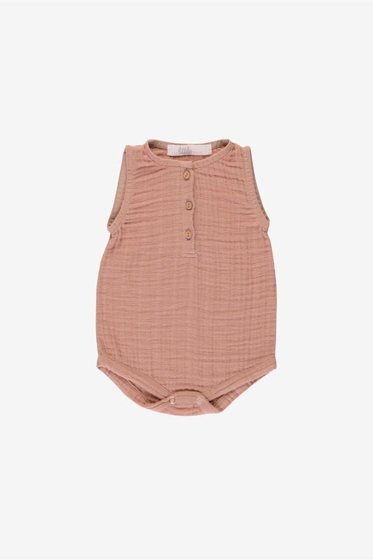Muslin Baby Body Rugby Tan with Snaps from the Bottom