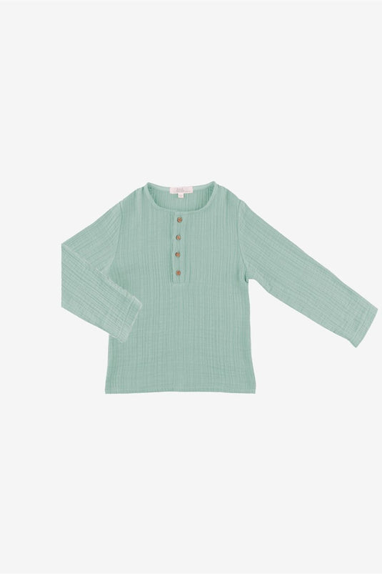 Муслиновая детская блуза цвета селадона