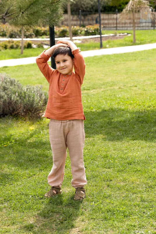 Муслиновые детские брюки для регби светло-коричневого цвета
