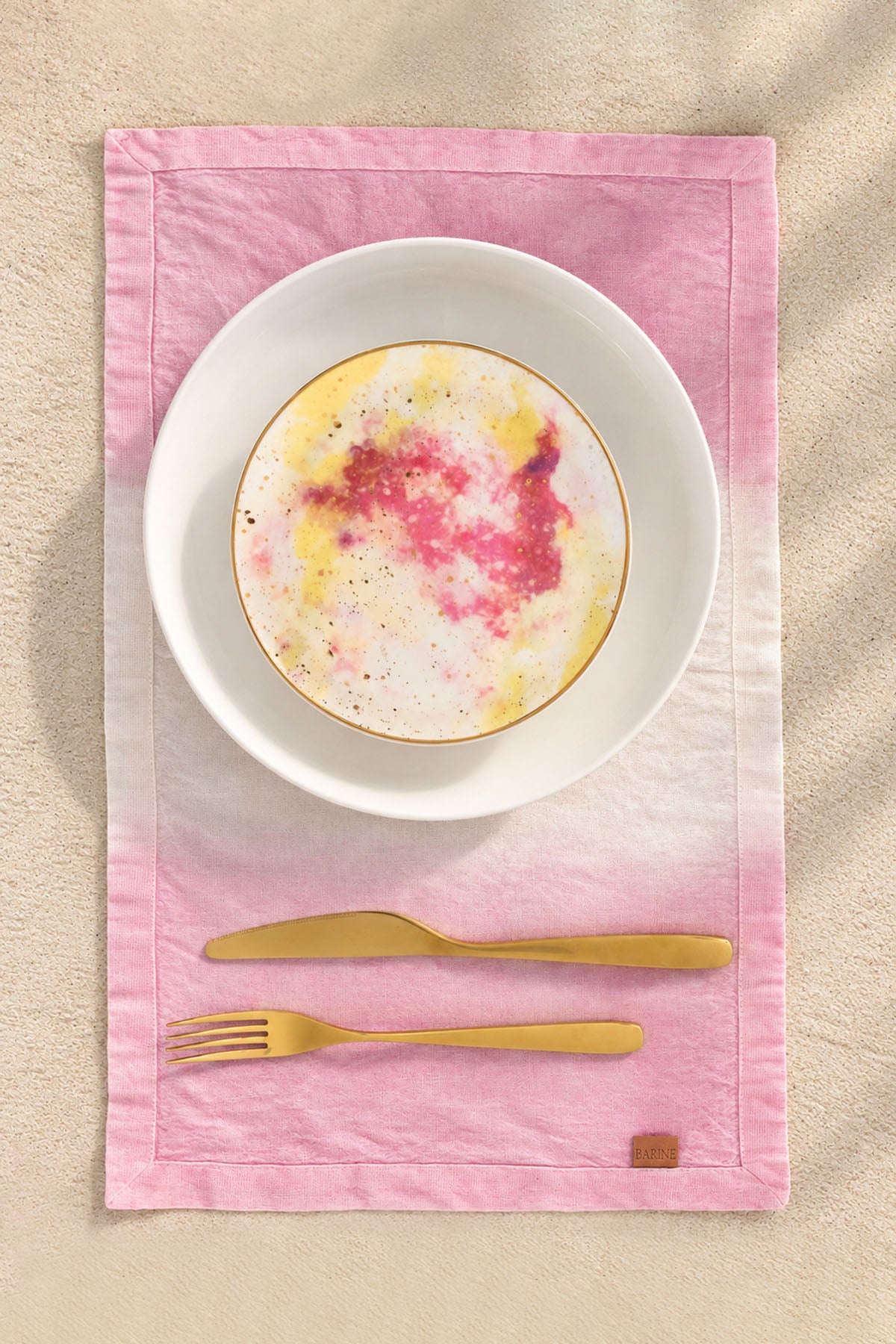 Ombre 2'li Amerikan Servisi Seti Pembe