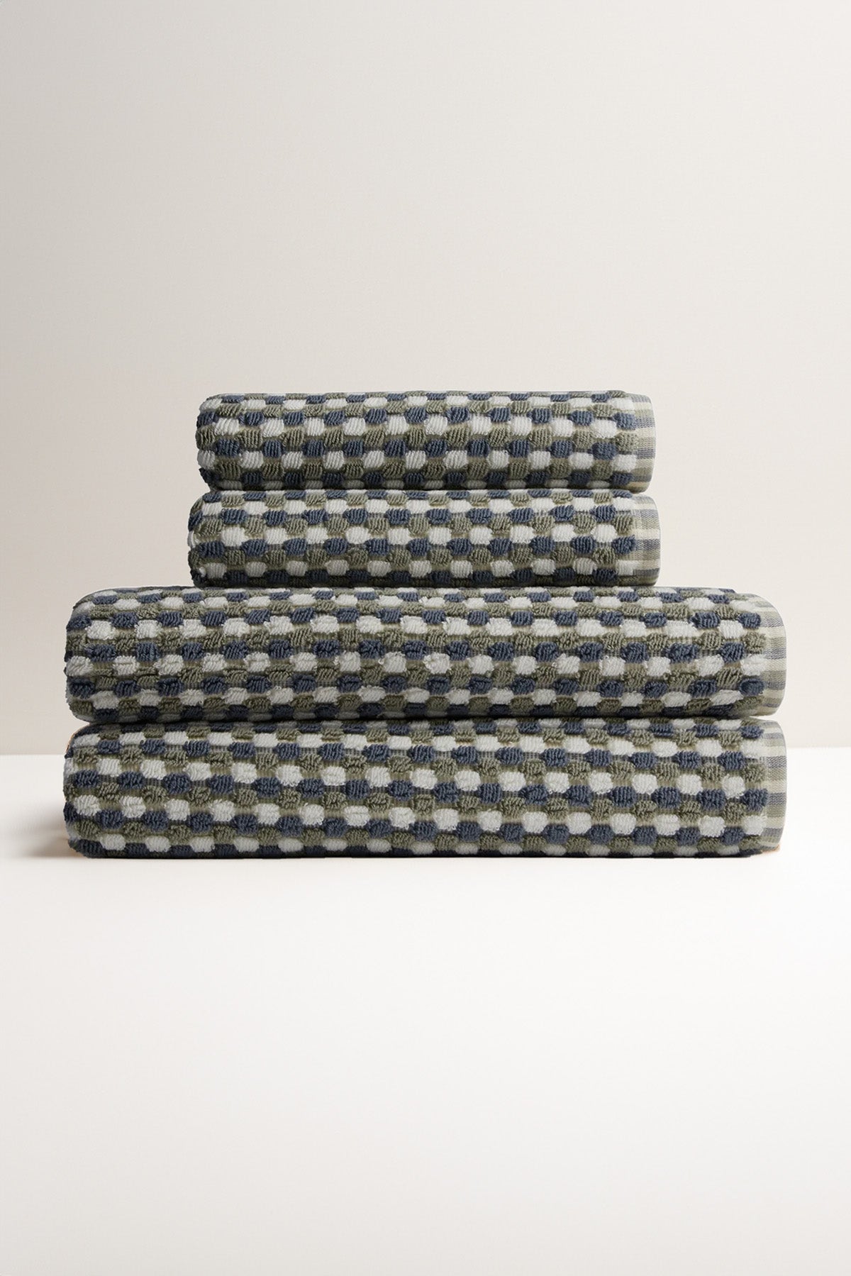 Organik Pamuk Mozaik Havlu Mavi