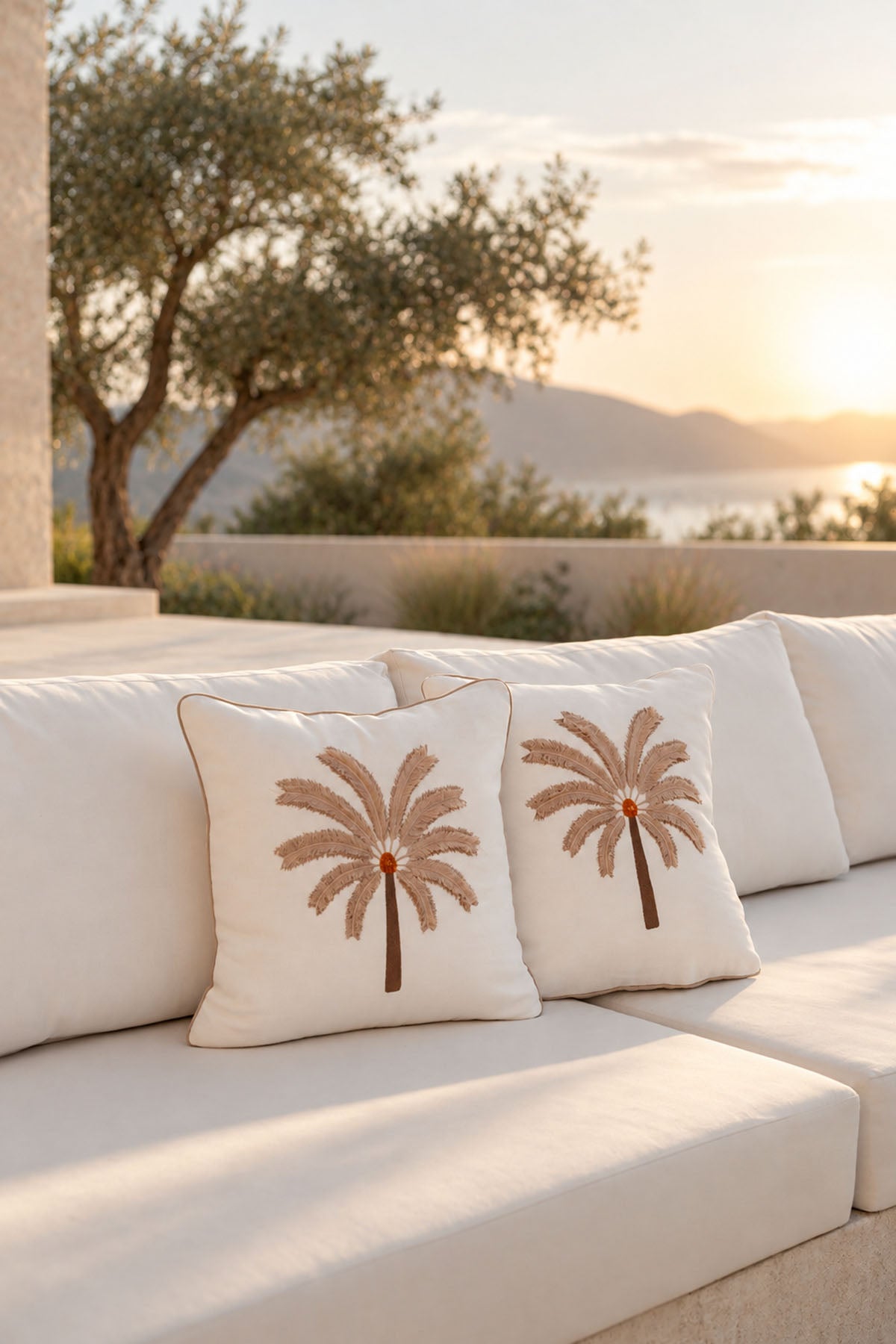 Palm Tree Embroidered Cushion Cover 45 × 45 cm