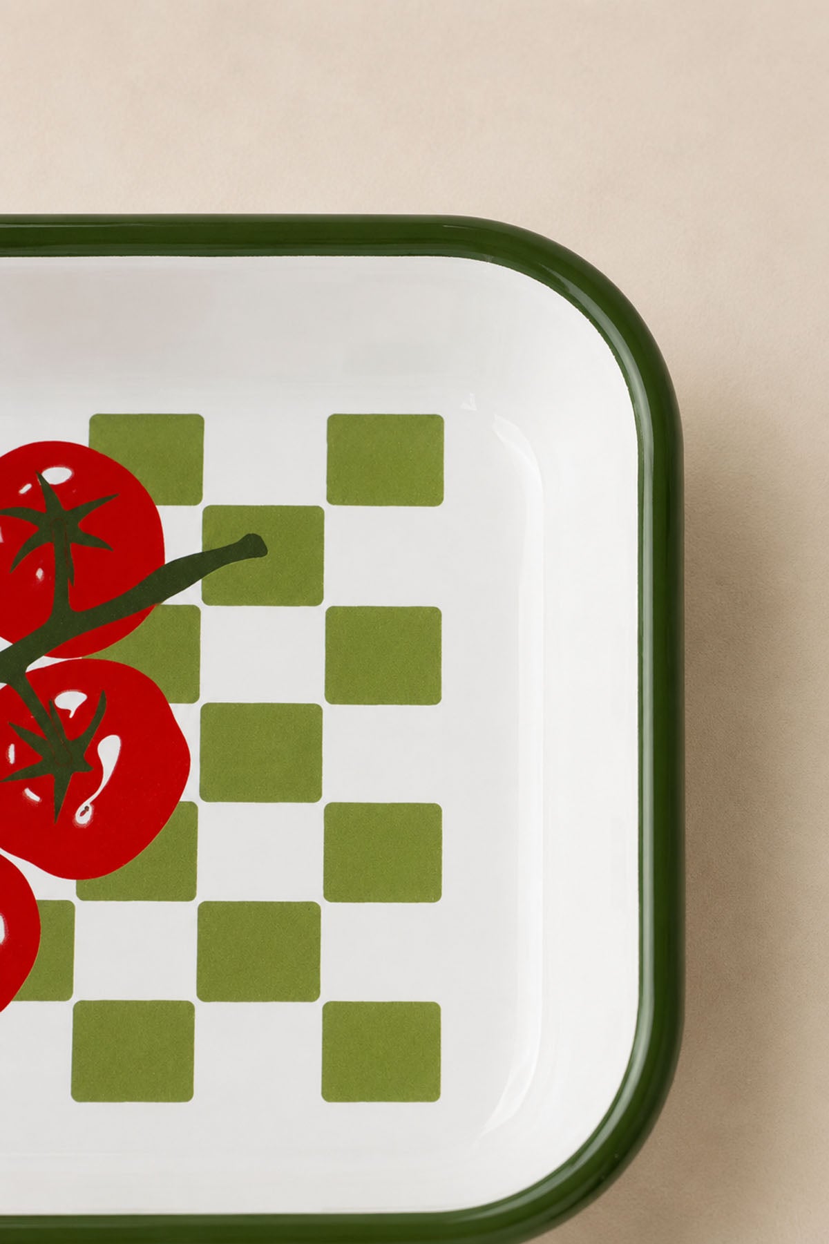 Pomodoro Domates Desenli Emaye Servis Tabağı 21x14x4 cm