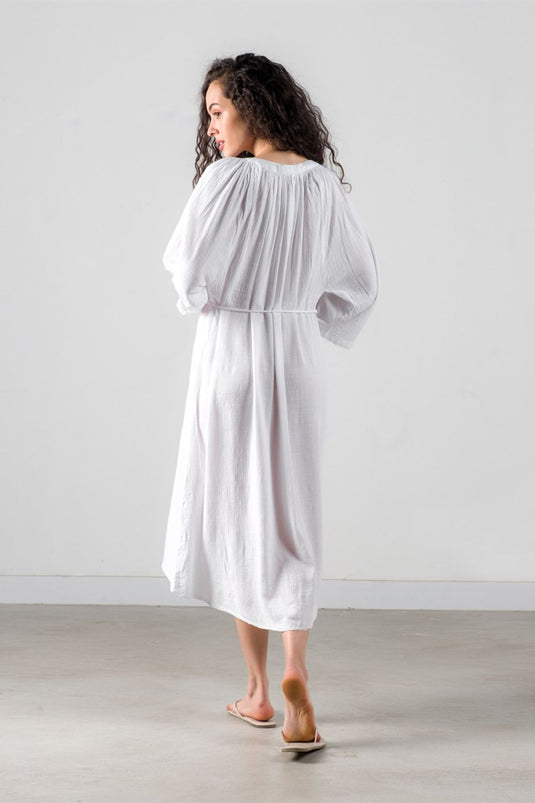 Poseidon-Kleid (geknöpft) Weiß