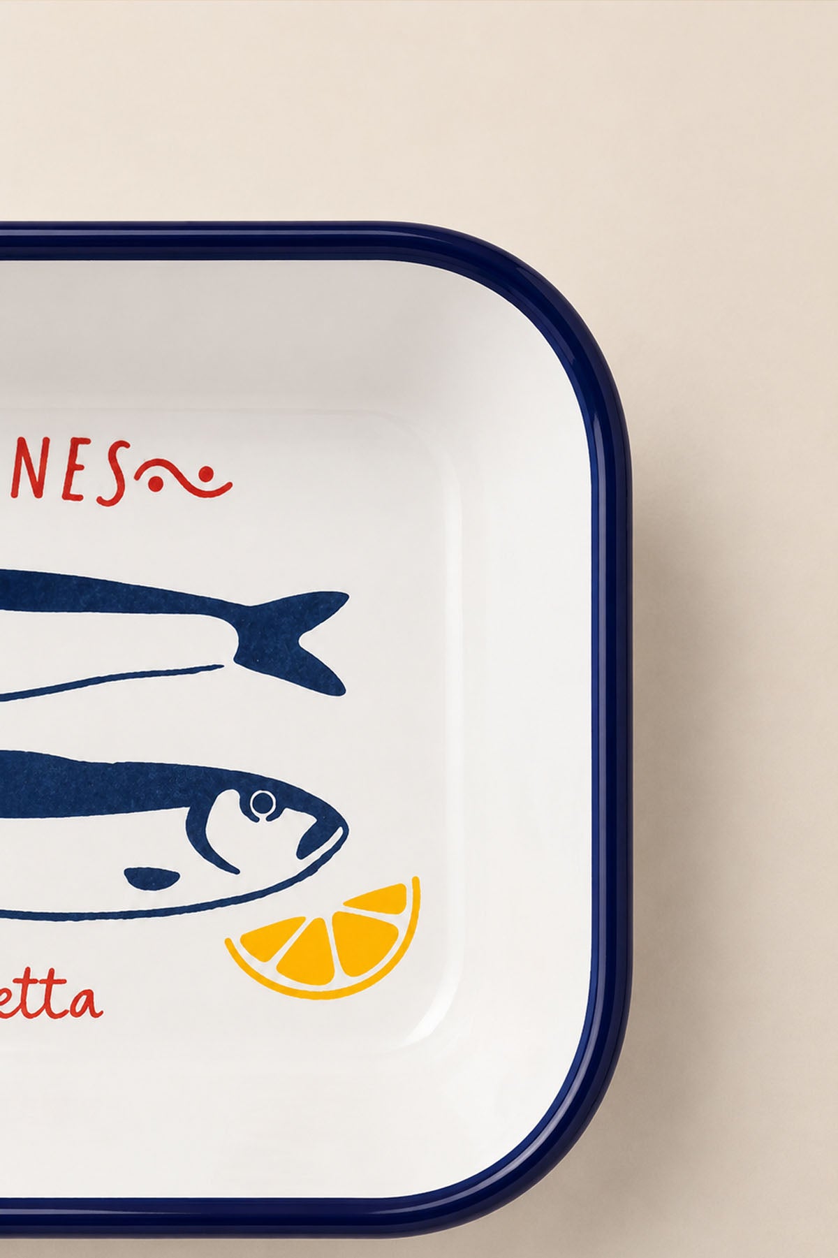 Sardines Sardalya Desenli Emaye Çerezlik, Meze Tabağı 16x11x3,5 cm