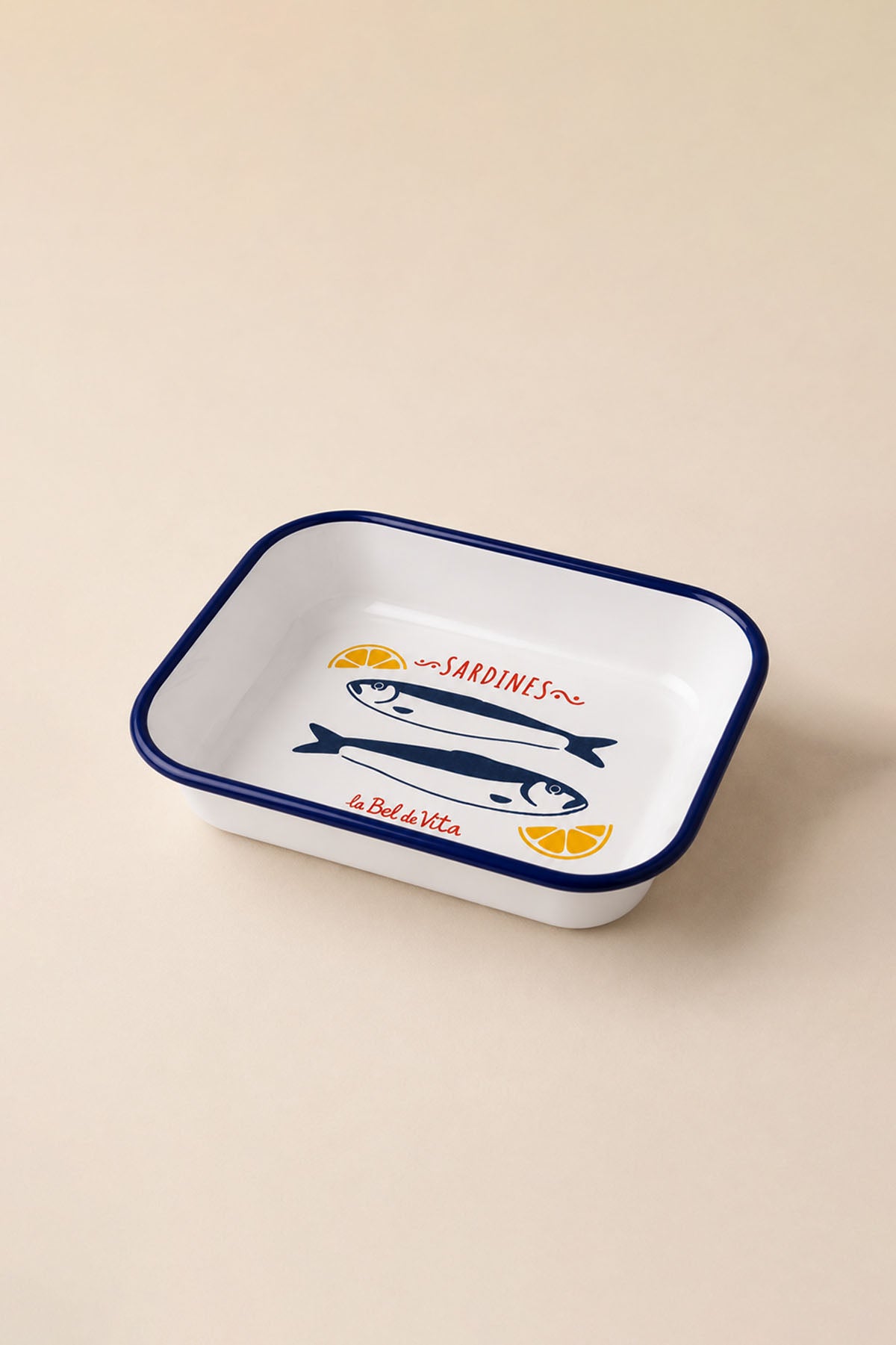 Sardines Sardalya Desenli Emaye Çerezlik, Meze Tabağı 16x11x3,5 cm