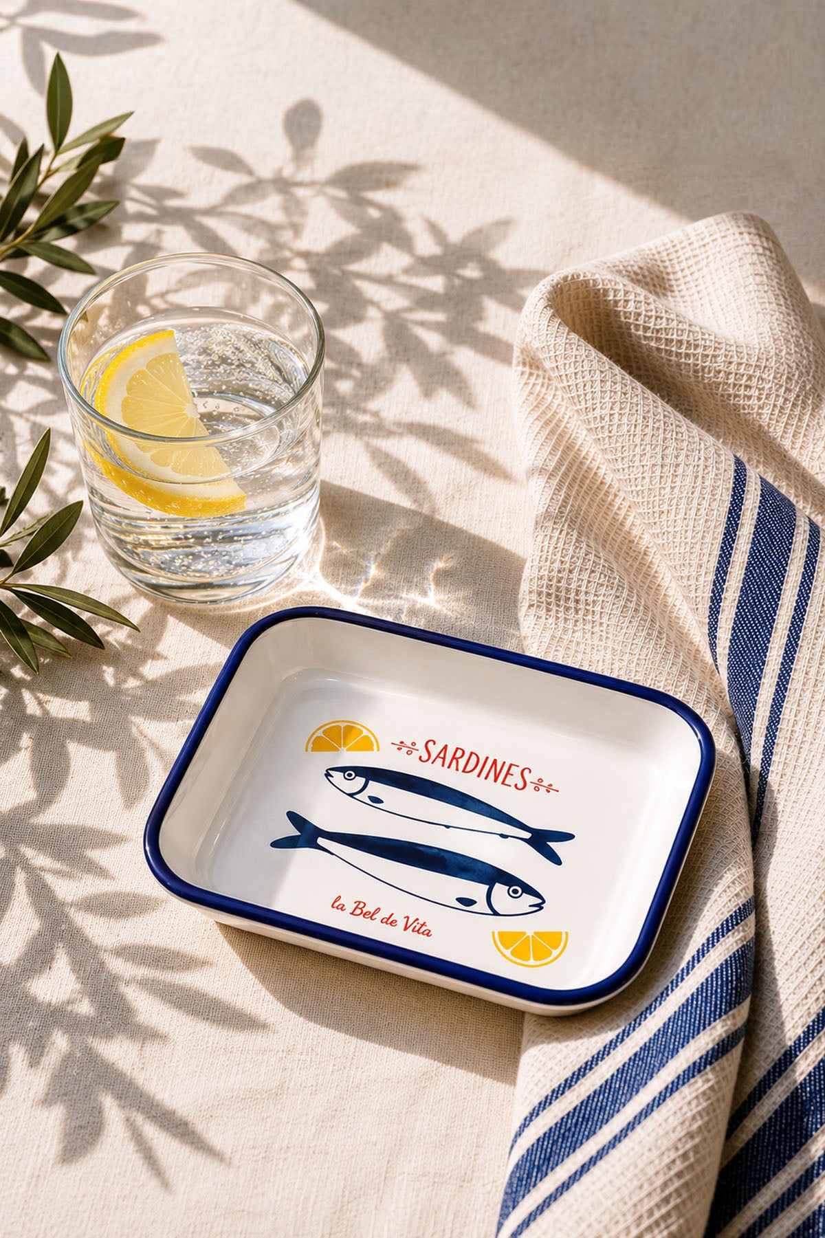 Sardines Sardalya Desenli Emaye Çerezlik, Meze Tabağı 16x11x3,5 cm