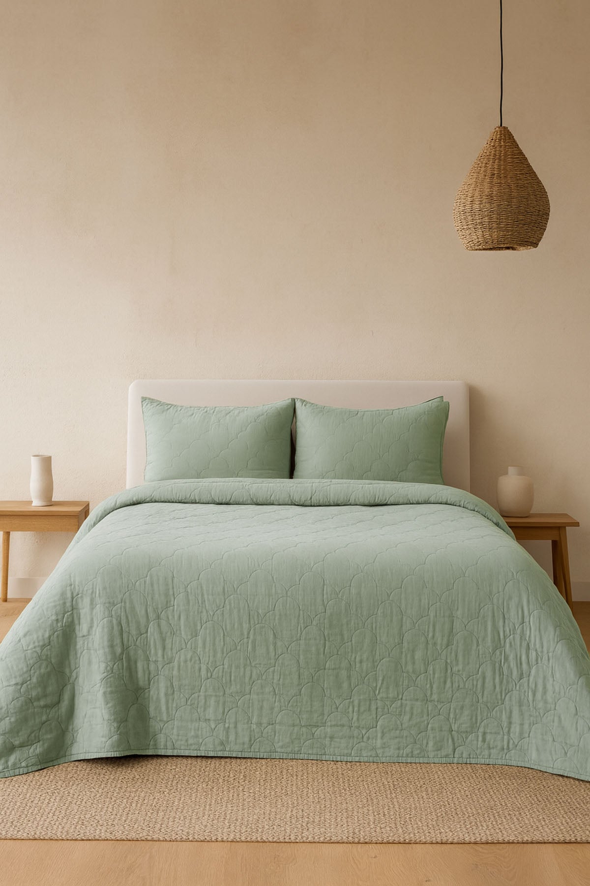 Serenity Quilted Linen Bedspread Roseda