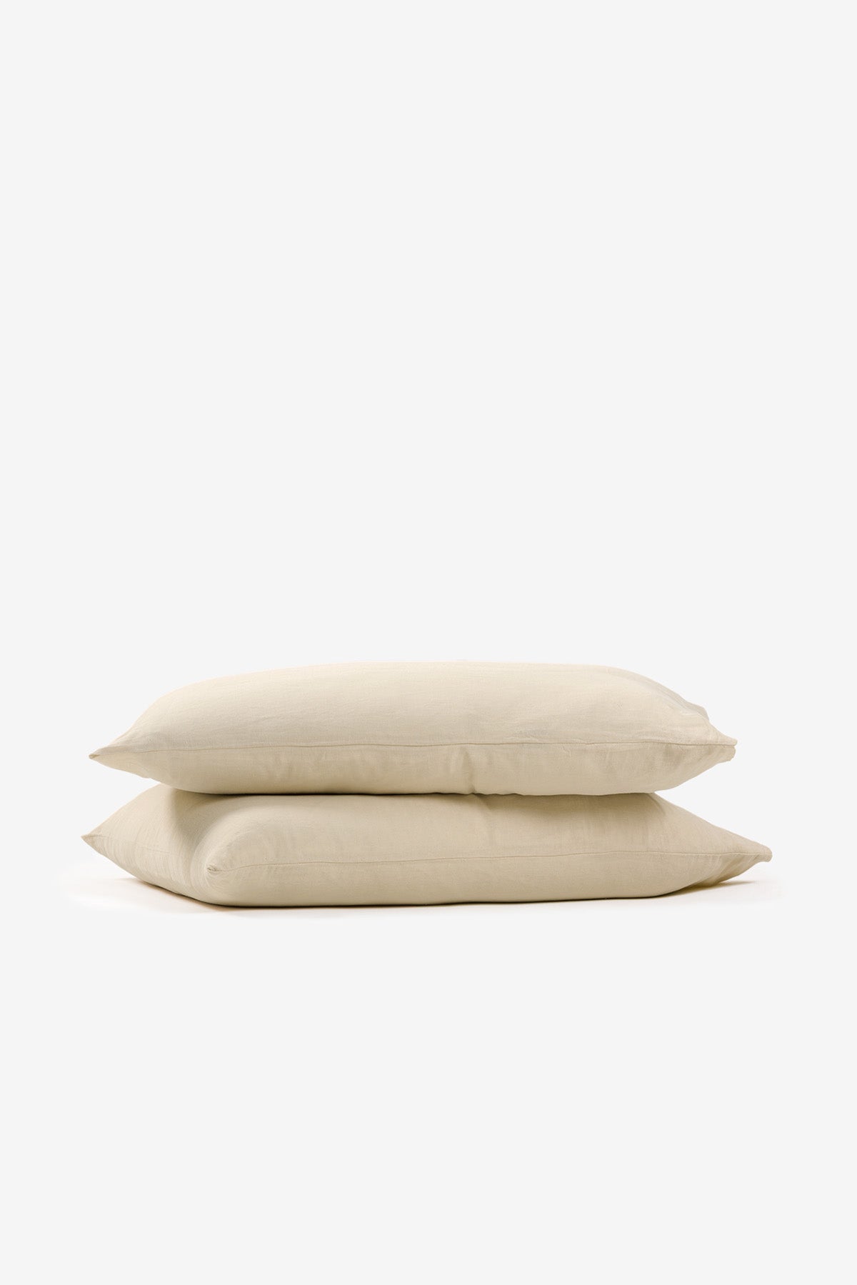 Yıkanmış Keten Yastık Kılıfı 2'li Set Bej
