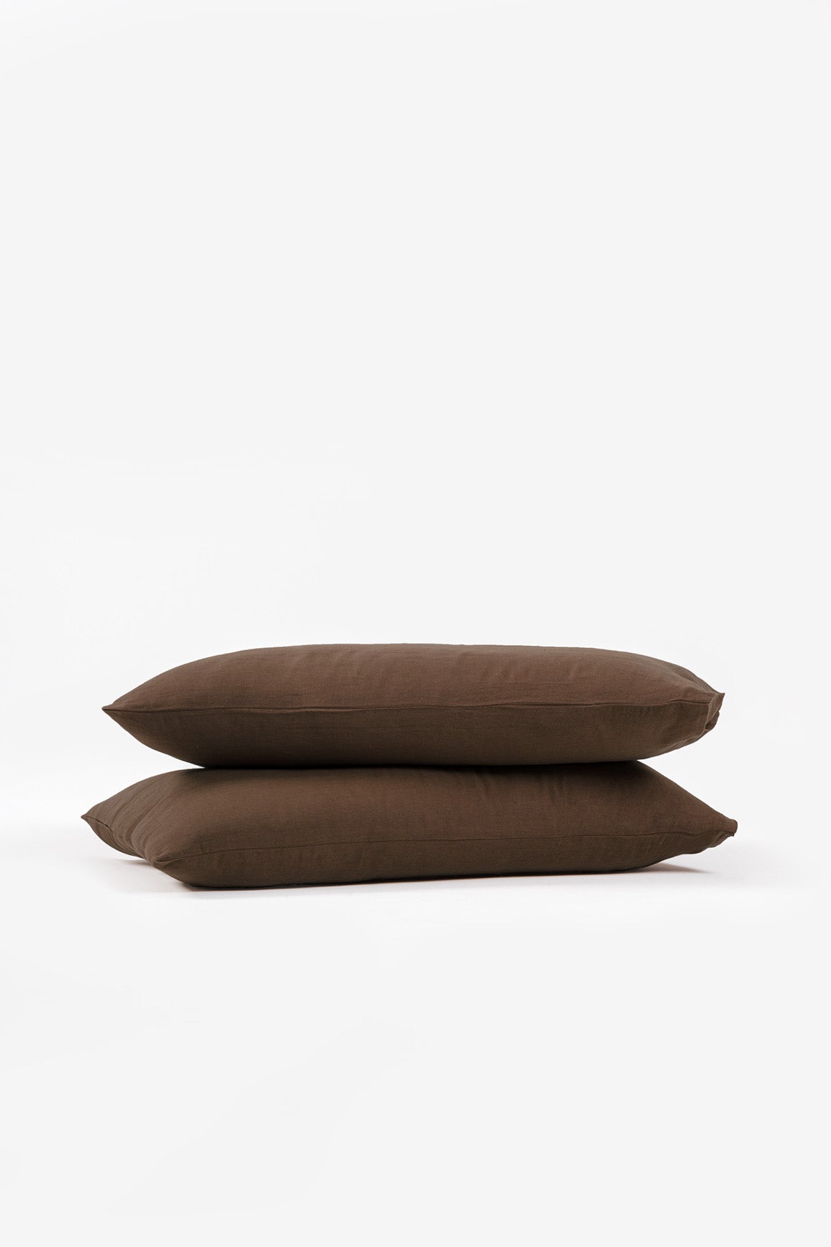 Yıkanmış Keten Yastık Kılıfı 2'li Set Kahverengi