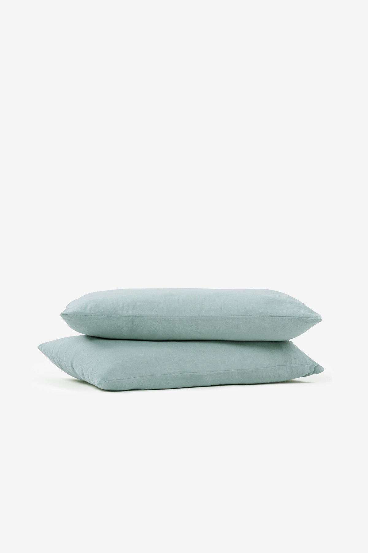 Yıkanmış Keten Yastık Kılıfı 2'li Set Buz Mavisi