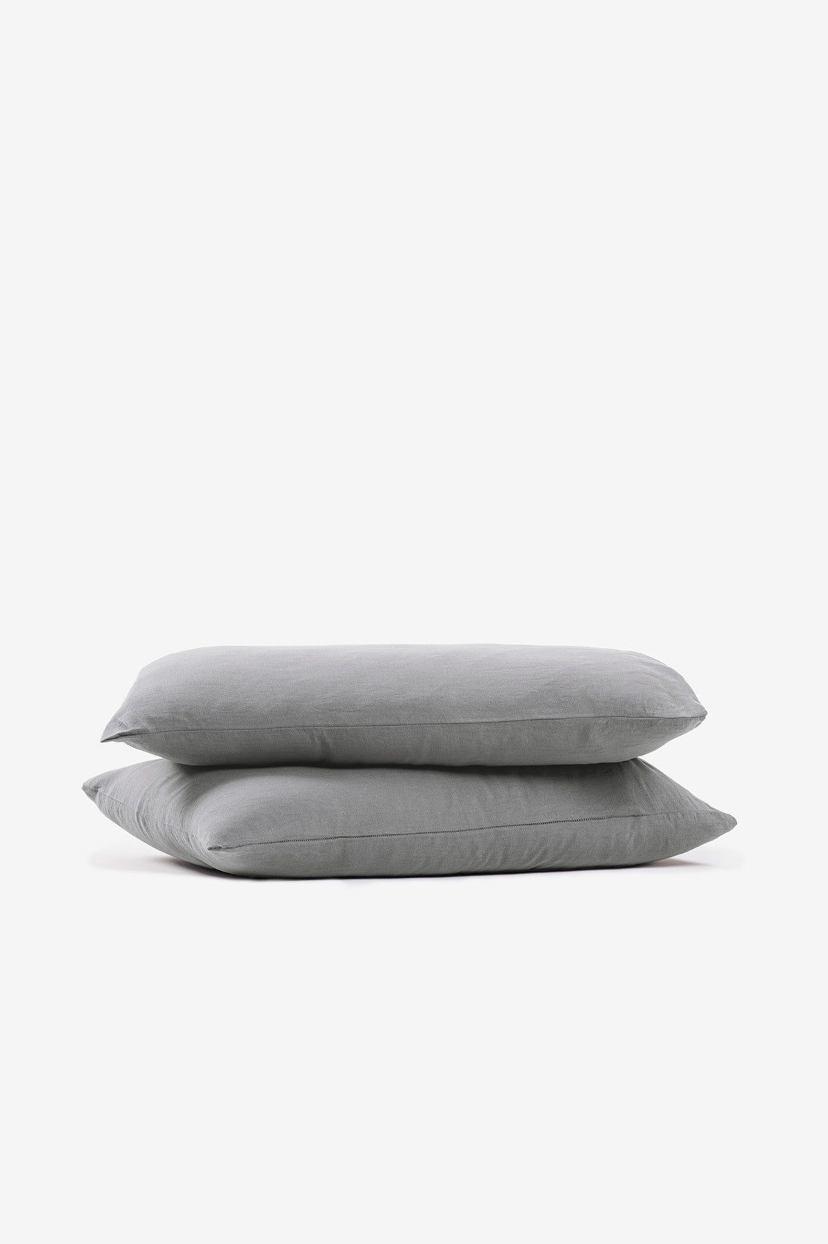 Yıkanmış Keten Yastık Kılıfı 2'li Set Gri