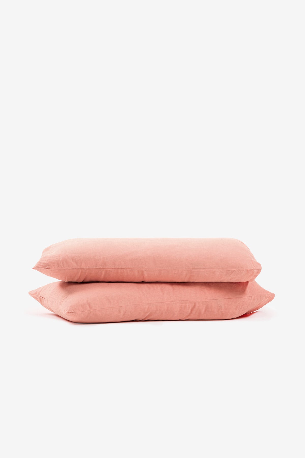 Yıkanmış Keten Yastık Kılıfı 2'li Set Açık Mercan