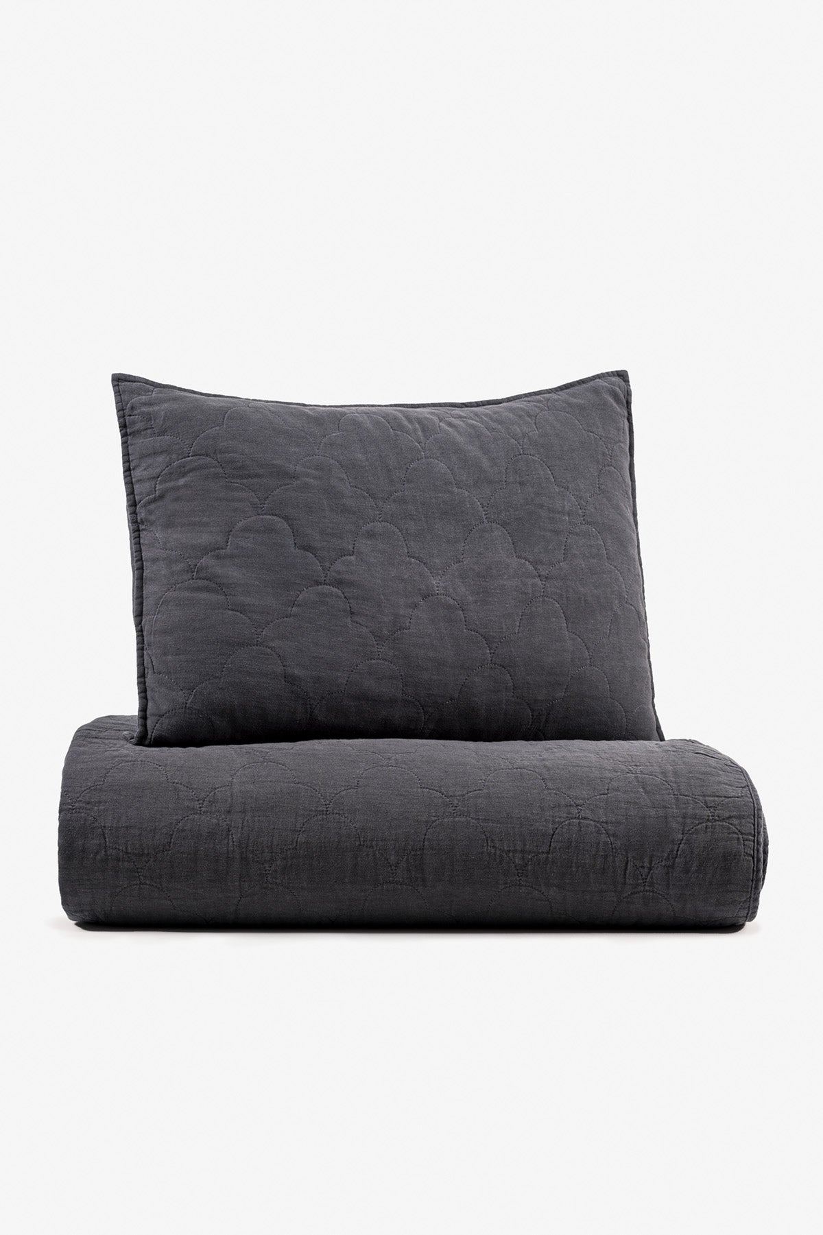 Serenity Quilted Linen Pillowcase Set of 2 Anthracite