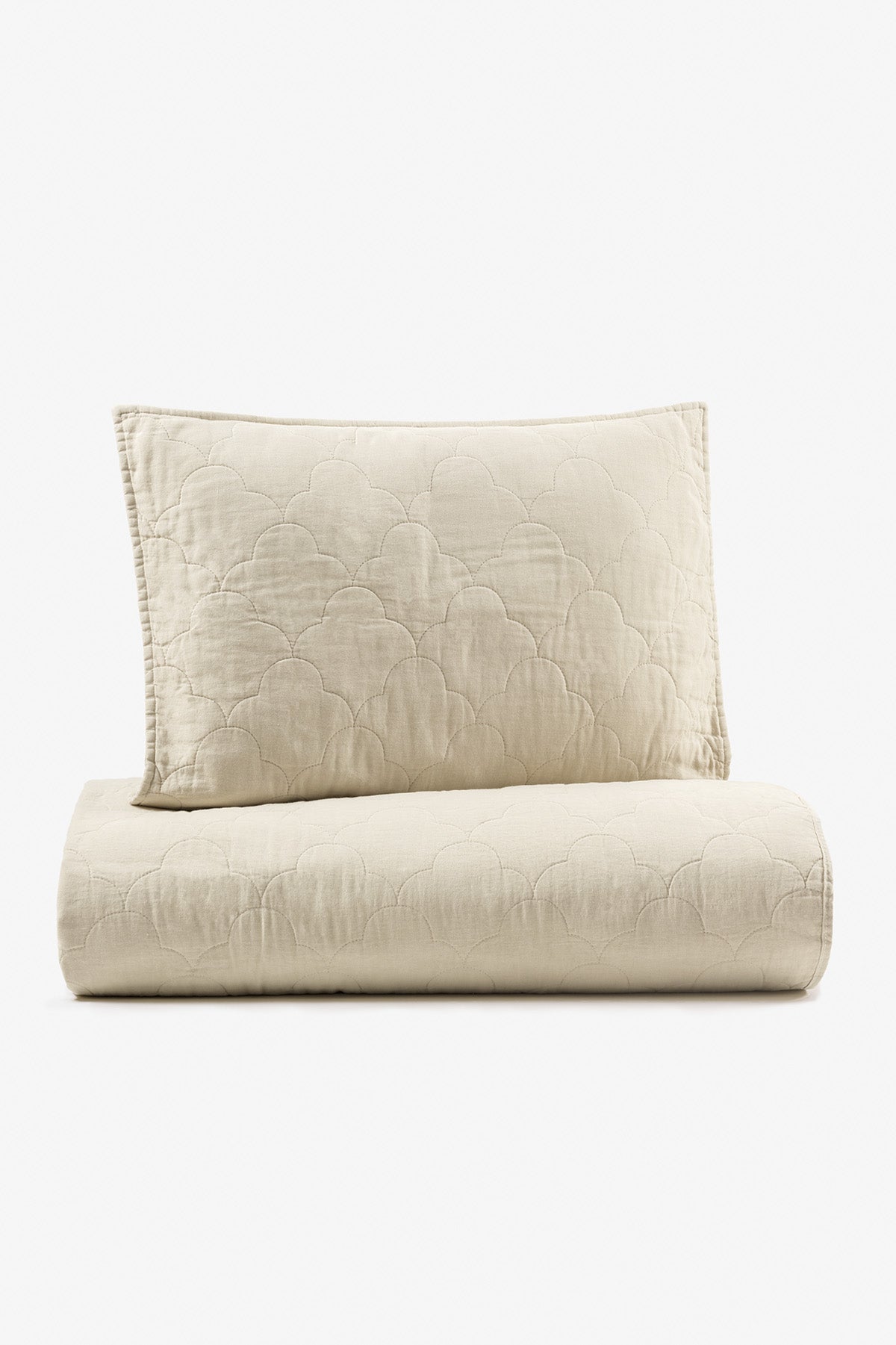 Serenity Quilted Linen Bedspread Beige