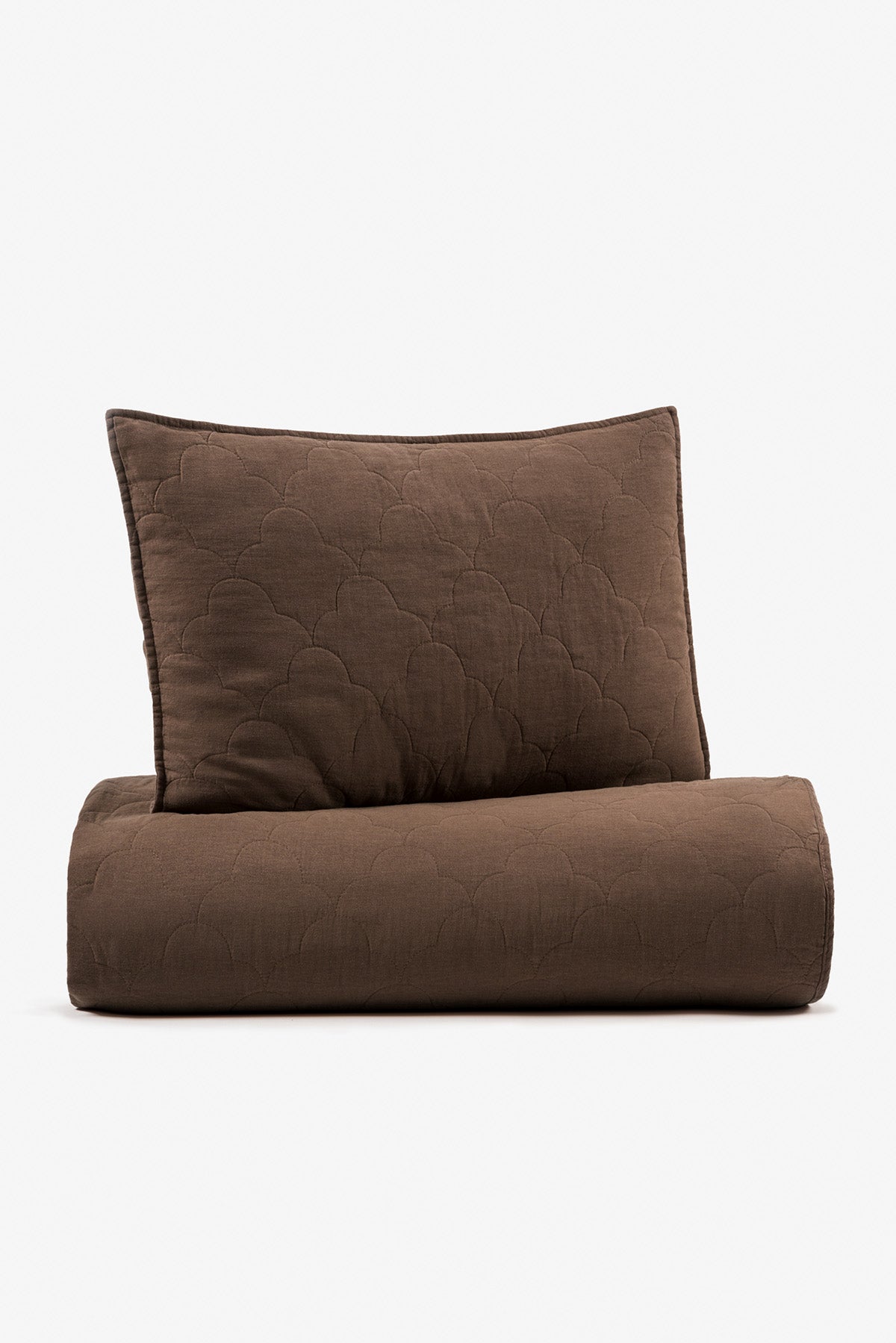 Serenity Kapitoneli Keten Yastık Kılıfı Kahverengi