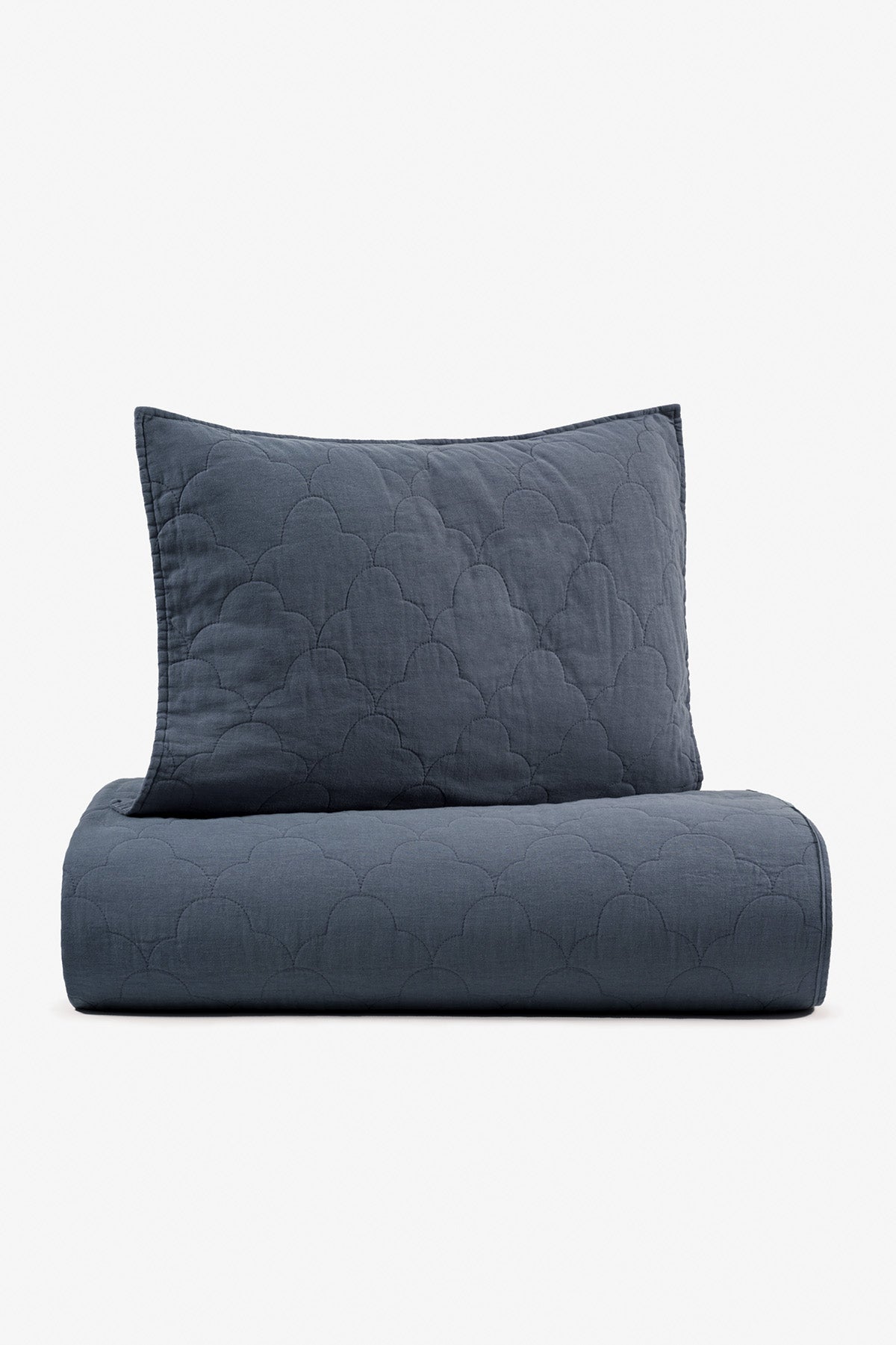 Serenity Kapitoneli Keten Yastık Kılıfı Lacivert