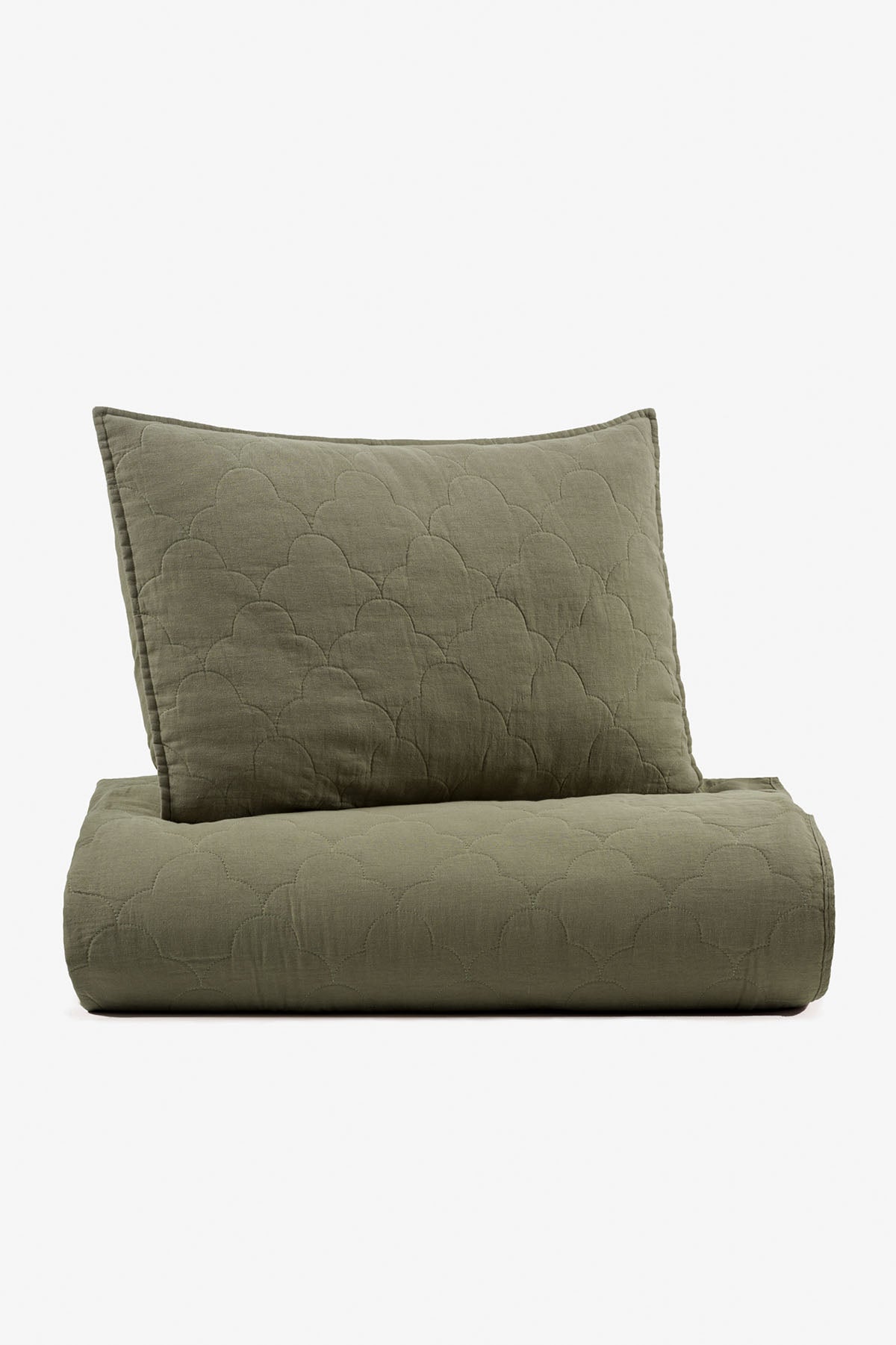 Serenity Quilted Linen Pillowcase Set of 2 Khaki