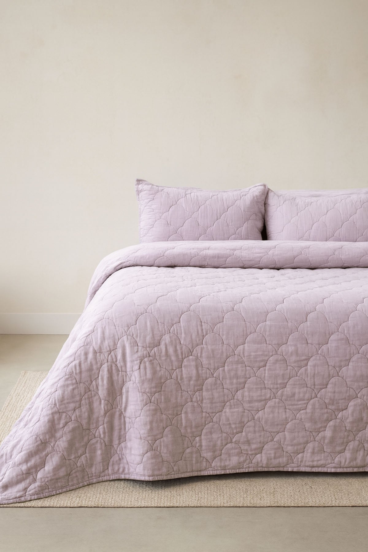 Serenity Quilted Linen Bedspread Orchid
