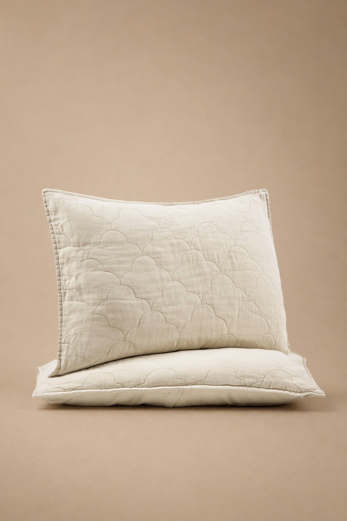 Serenity Quilted Linen Pillowcase Set of 2 Beige