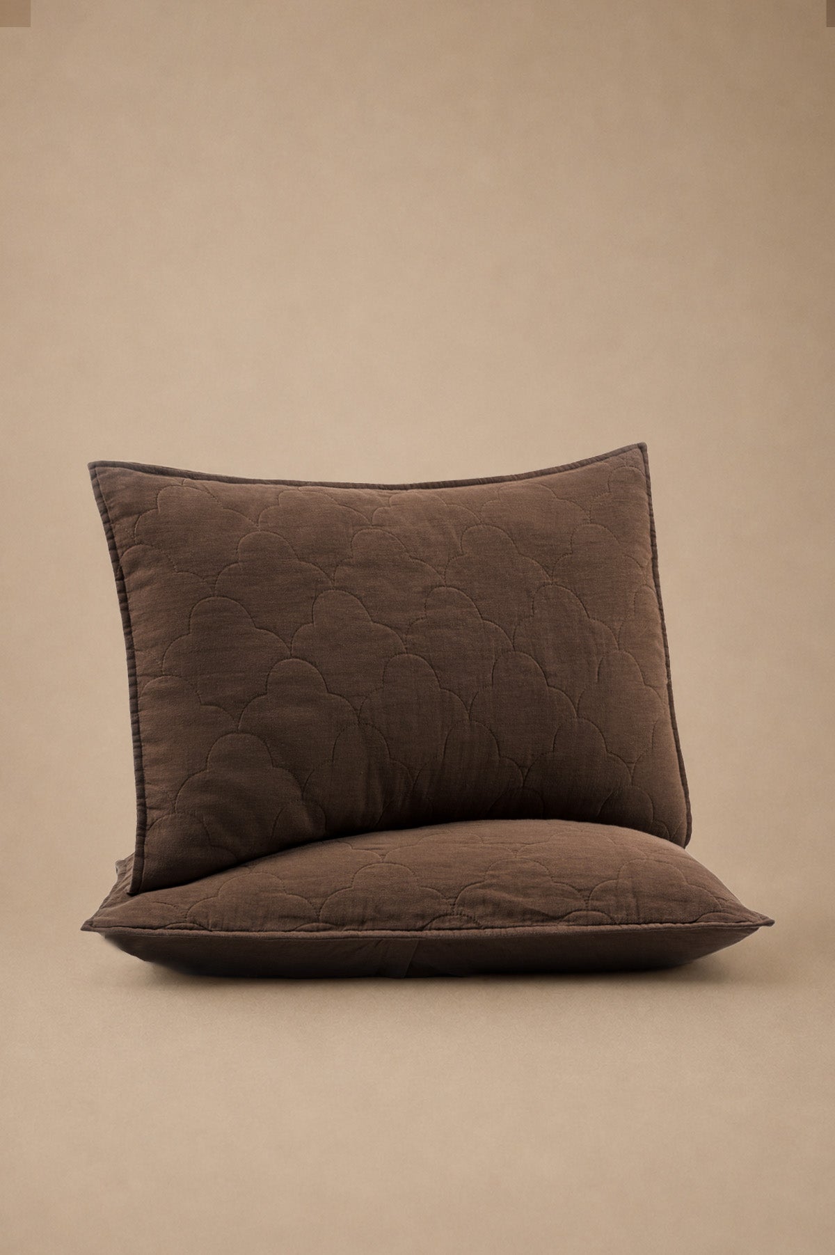 Serenity Quilted Linen Pillowcase Set of 2 Bison