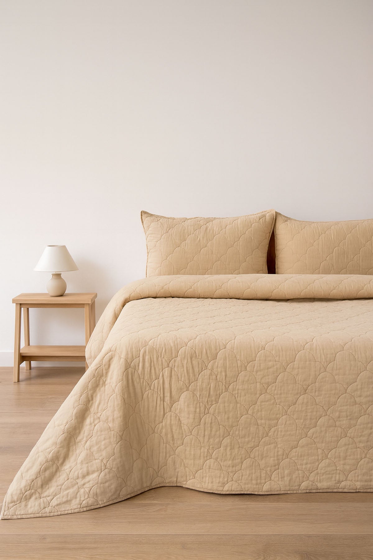 Serenity Quilted Linen Bedspread Sand
