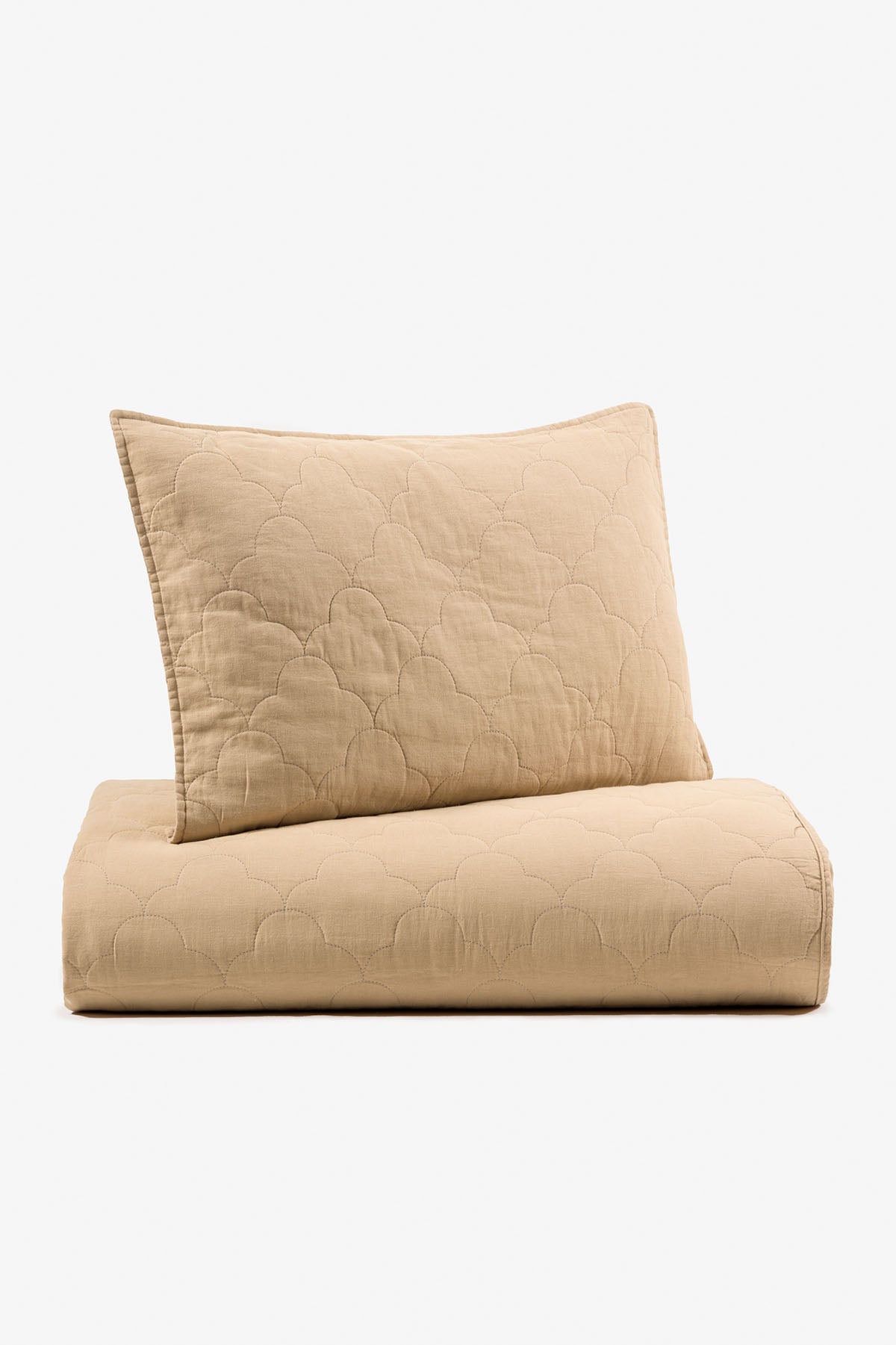 Serenity Kapitoneli Keten Yastık Kılıfı Kum Rengi