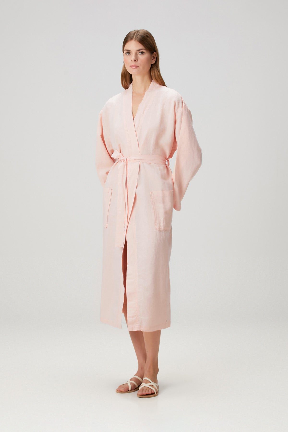Serenity Yıkanmış Keten Kimono Pembe