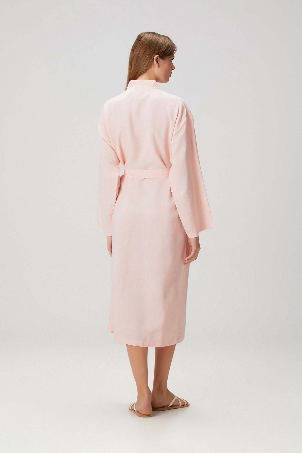 Serenity Yıkanmış Keten Kimono Pembe