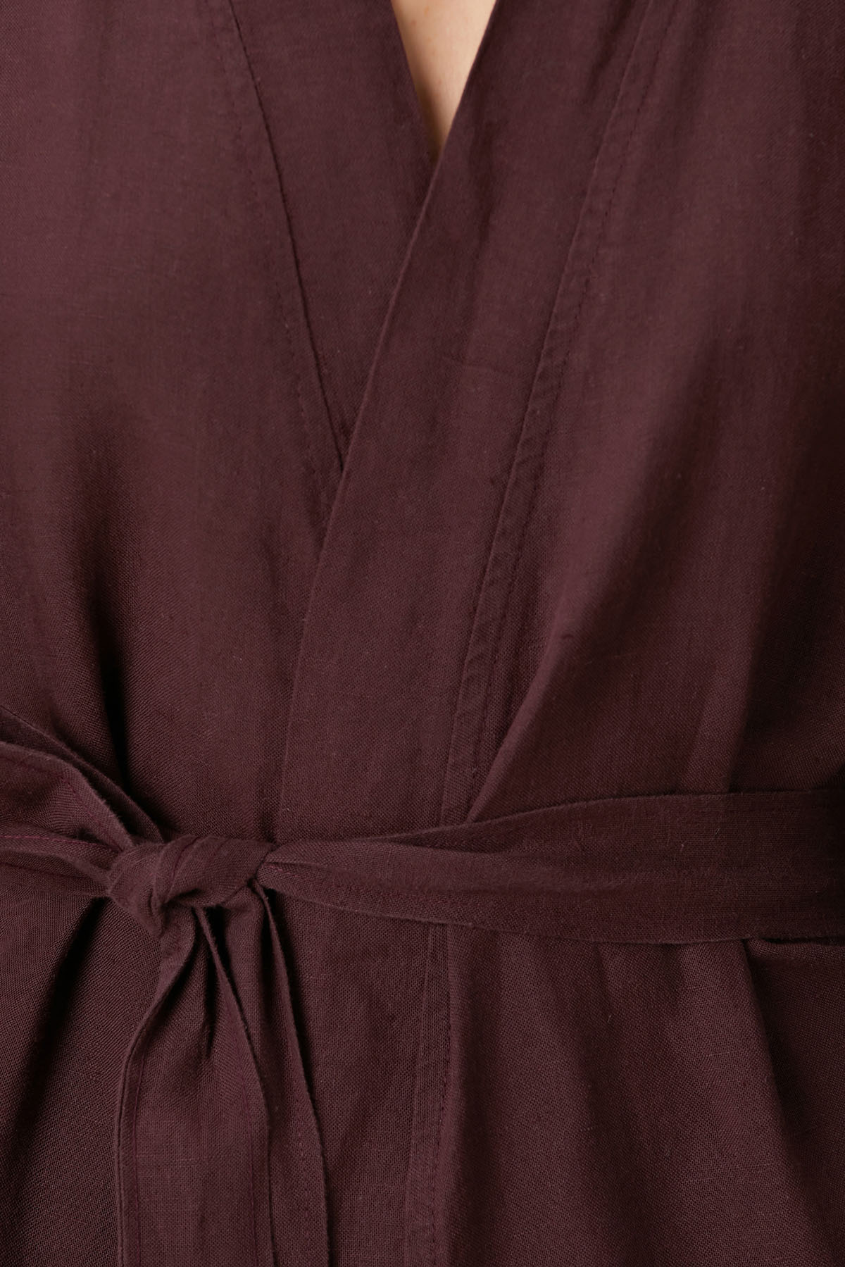 Serenity Yıkanmış Keten Kimono Bordo