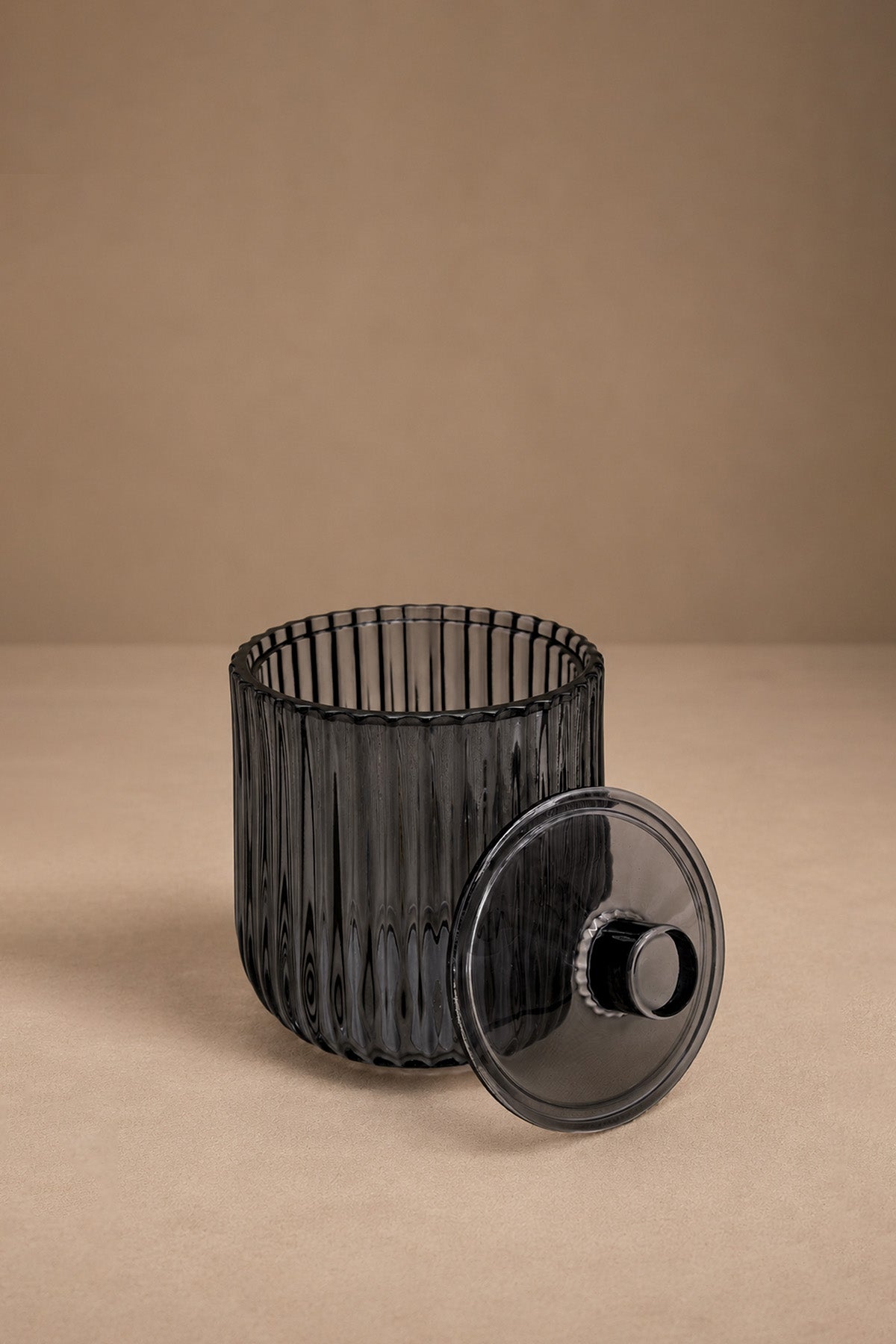 Shadow Anthracite Glass Bathroom Jar. Cotton Ball Holder