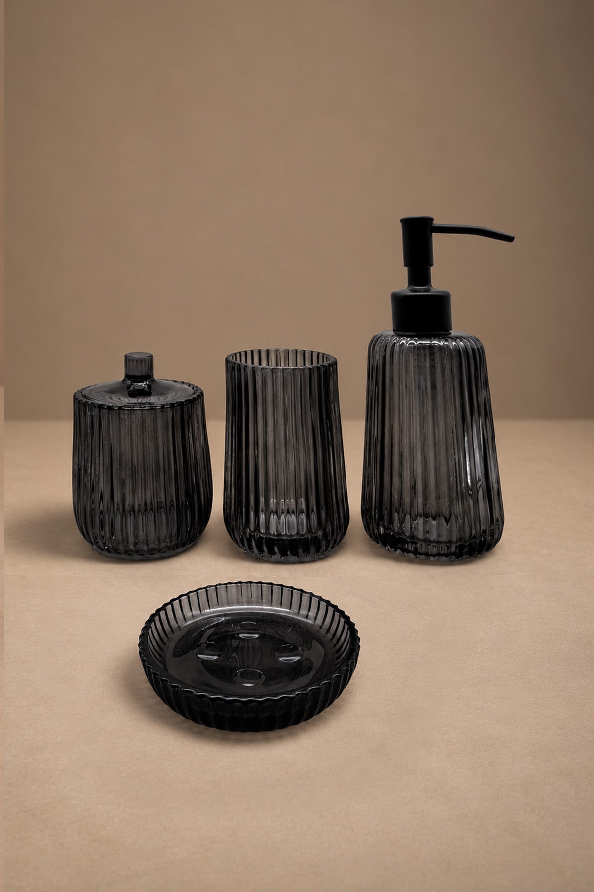 Shadow Anthracite 4-Piece Glass Bathroom Set