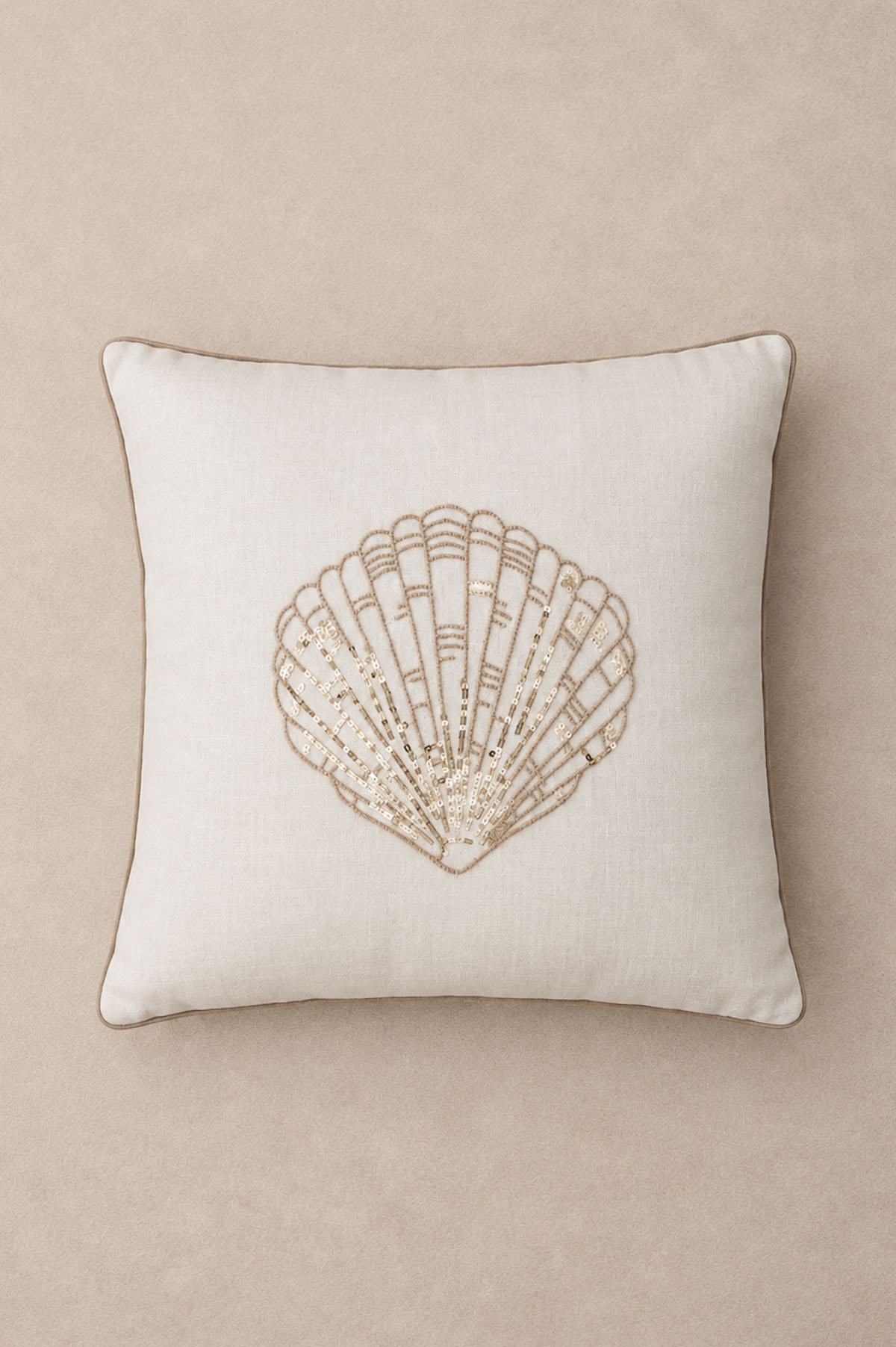 Seashell Embroidered Cushion Cover 45 x 45 cm