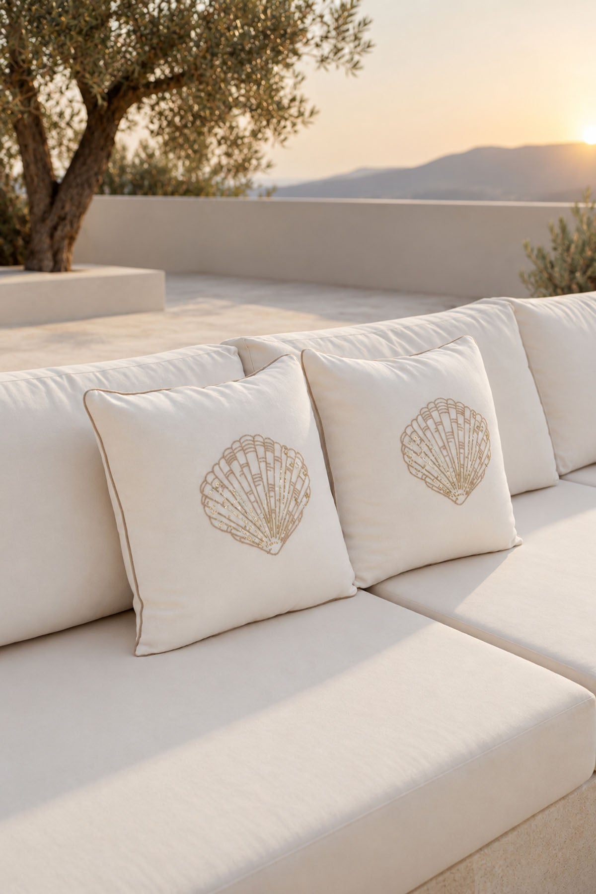 Seashell Embroidered Cushion Cover 45 x 45 cm