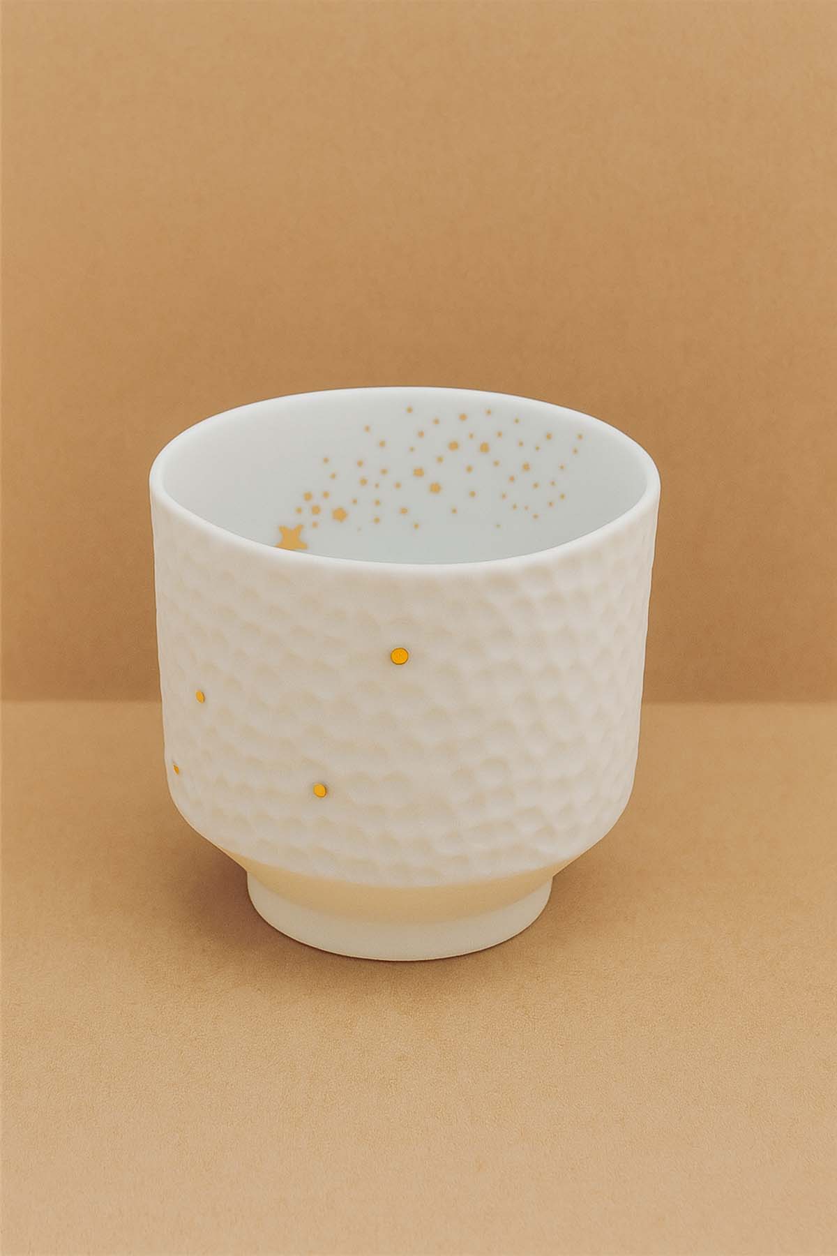 Kayan Yıldızlar Desenli Porselen Mumluk