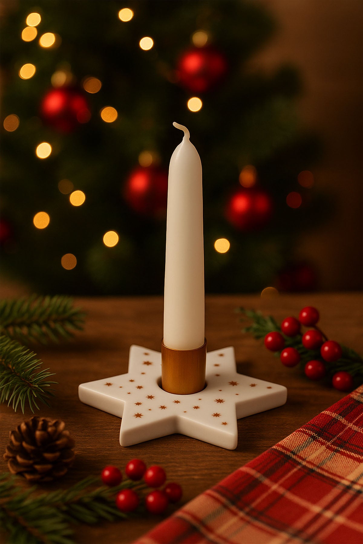 Yıldız Şeklinde Porselen Mumluk, Şamdan