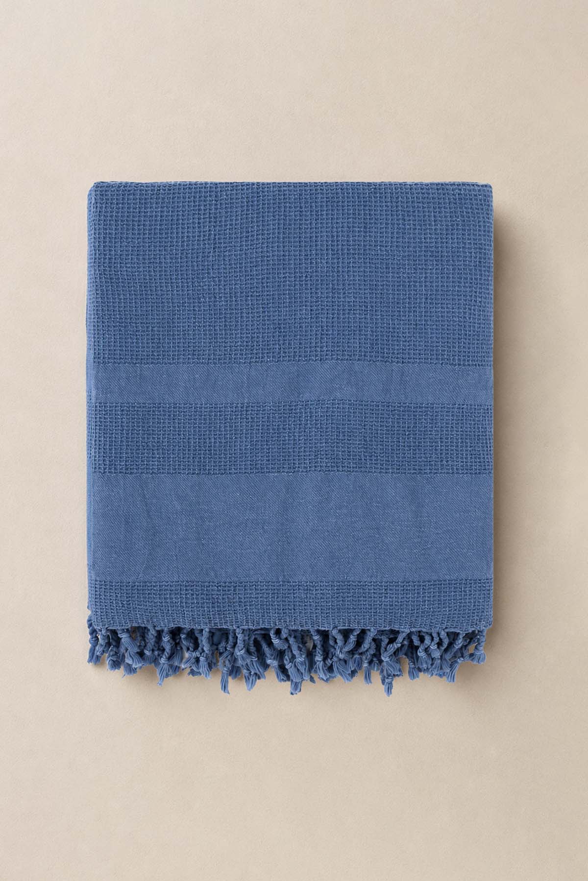 Stone Taşlama Yıkamalı Gofre Peştemal Denim Mavi