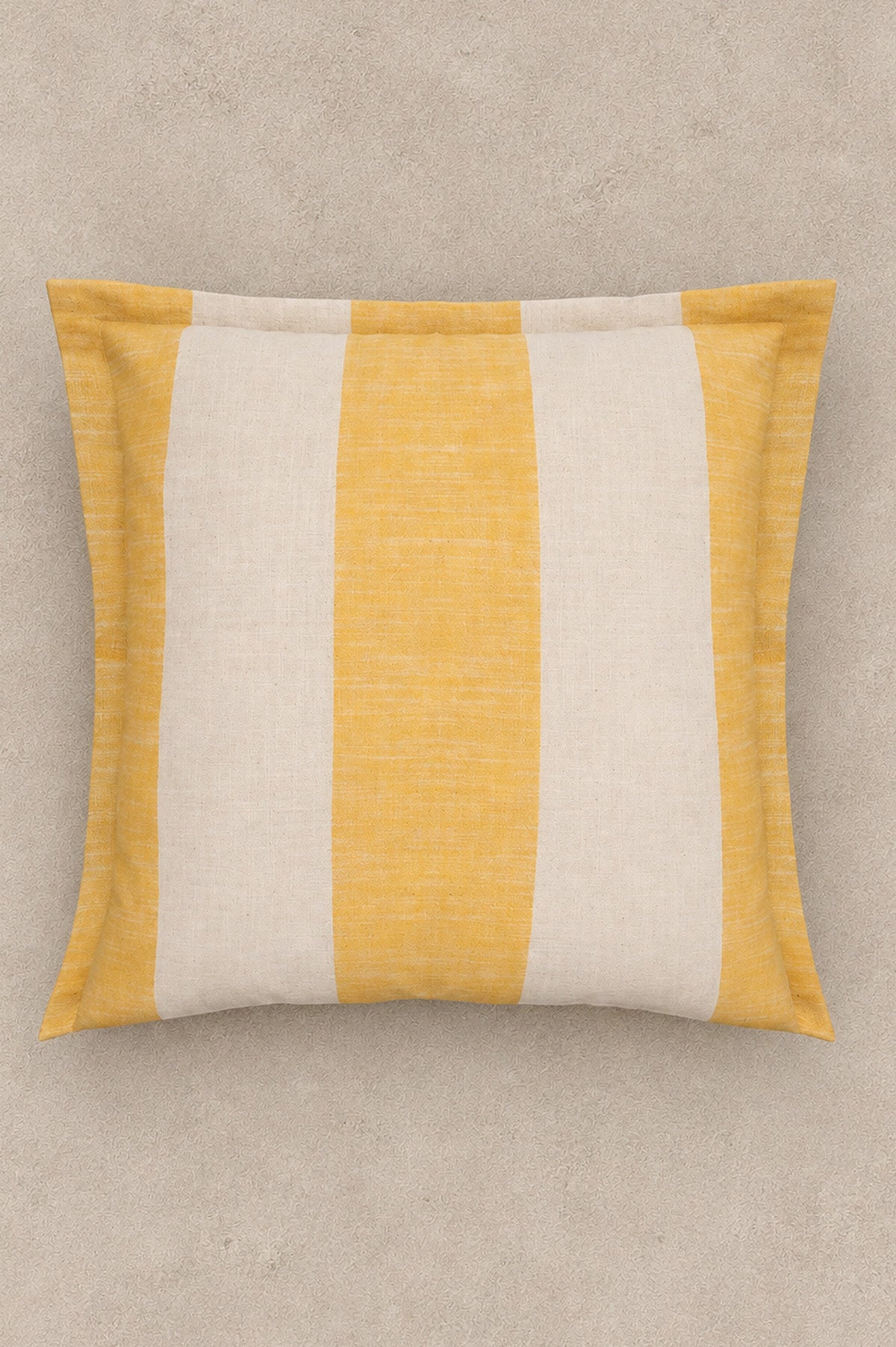 Striped Cotton Cushion Cover Yellow-Cream 45 x 45 cm