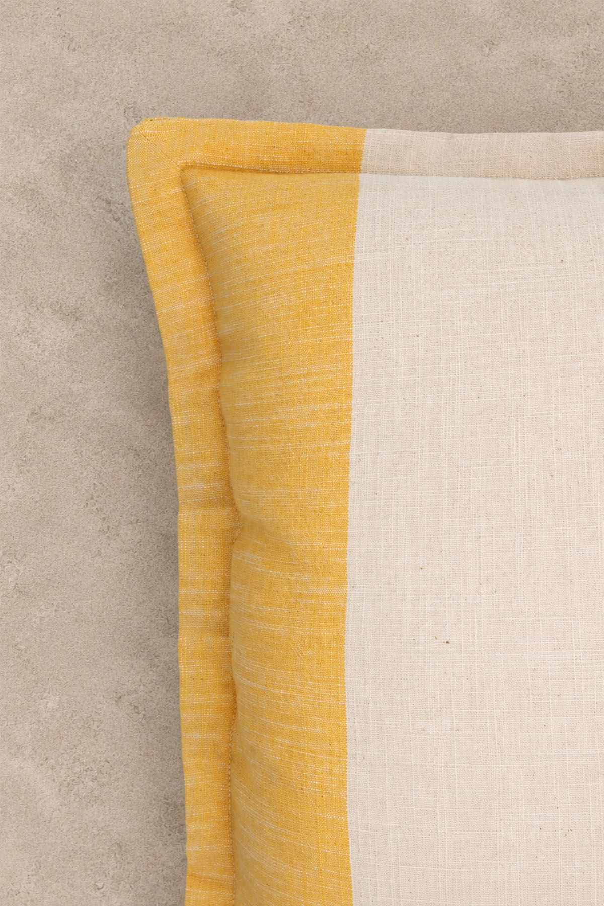 Striped Cotton Cushion Cover Yellow-Cream 45 x 45 cm