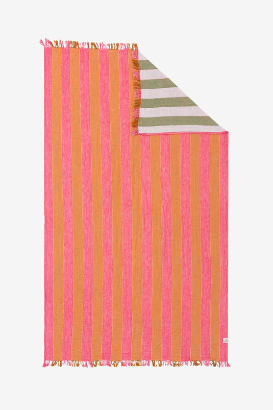 قطعة قماش قطنية مخططة باللون الوردي