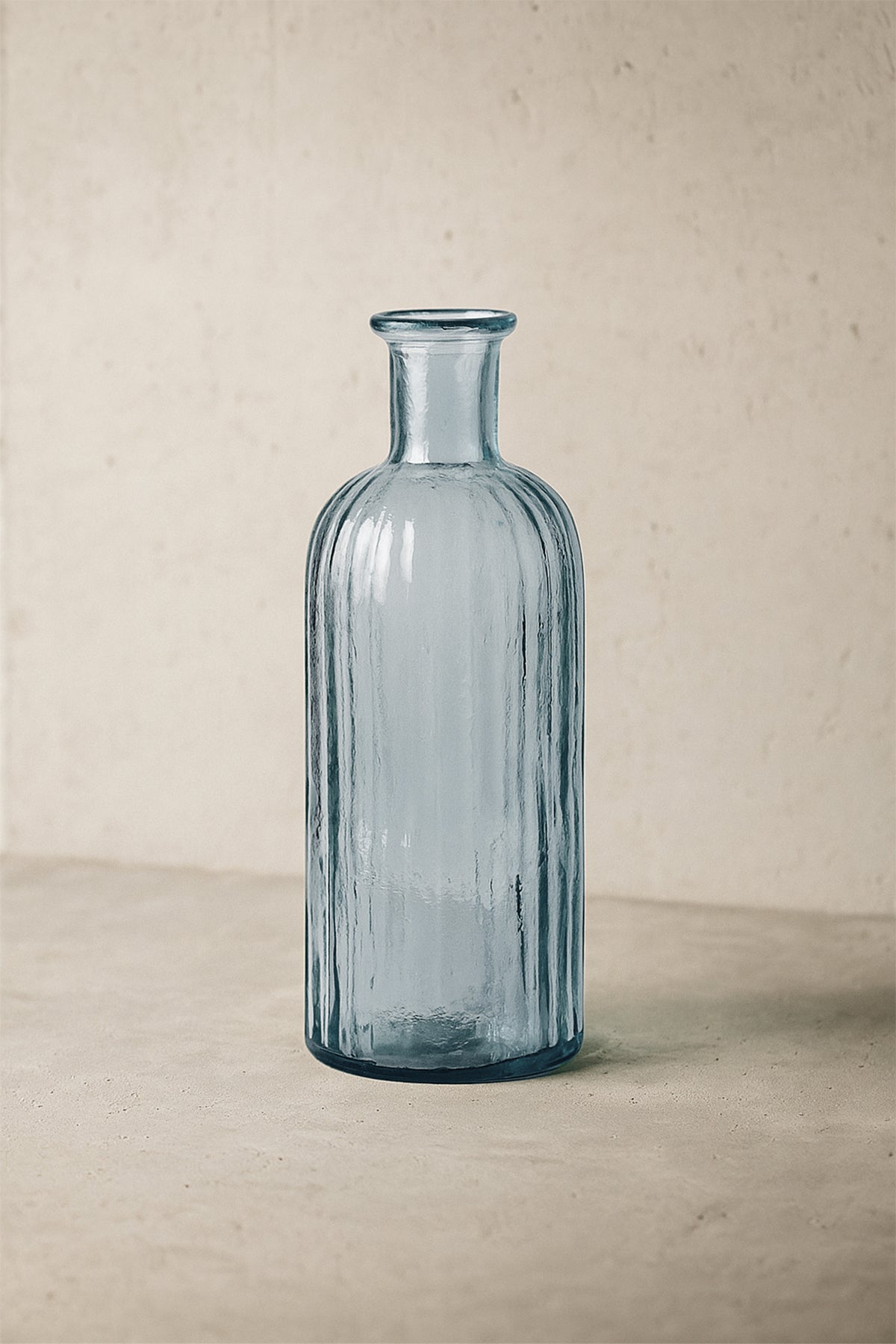 Çizgili Cam Vazo 12x34 cm Açık Yeşil