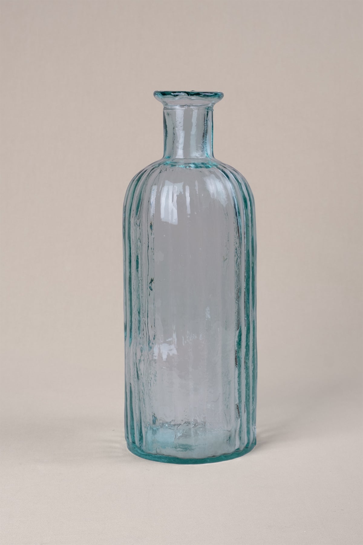 Çizgili Cam Vazo 12x34 cm Açık Yeşil