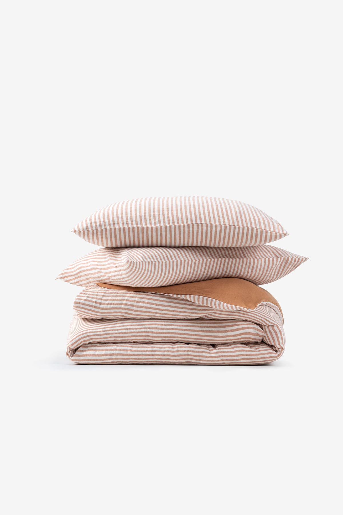Striped Serenity Linen Duvet Cover Indian Tan