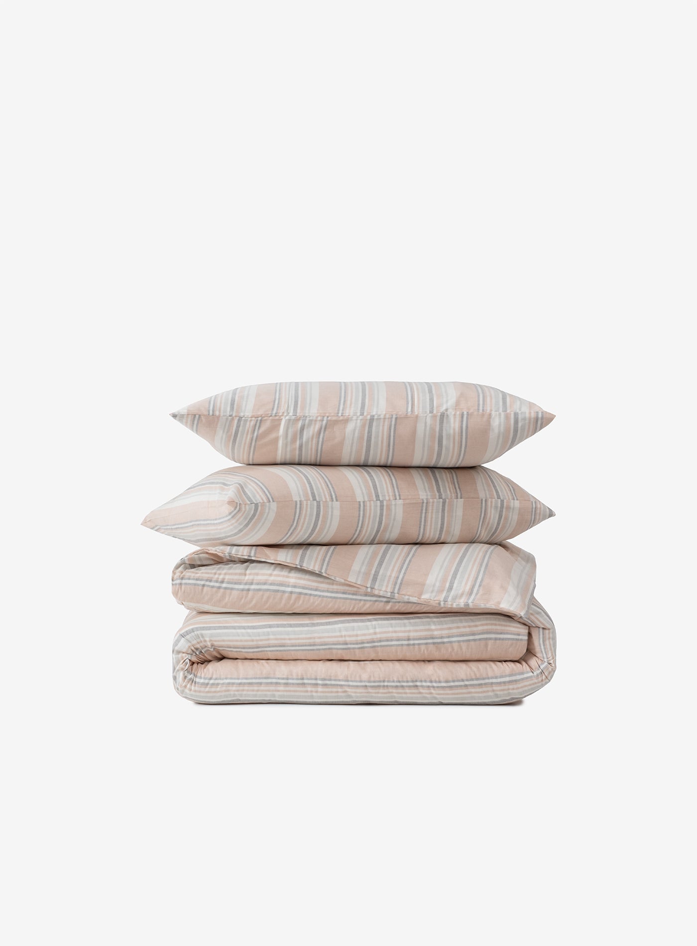 Striped Smooth Percale Nevresim Apricot