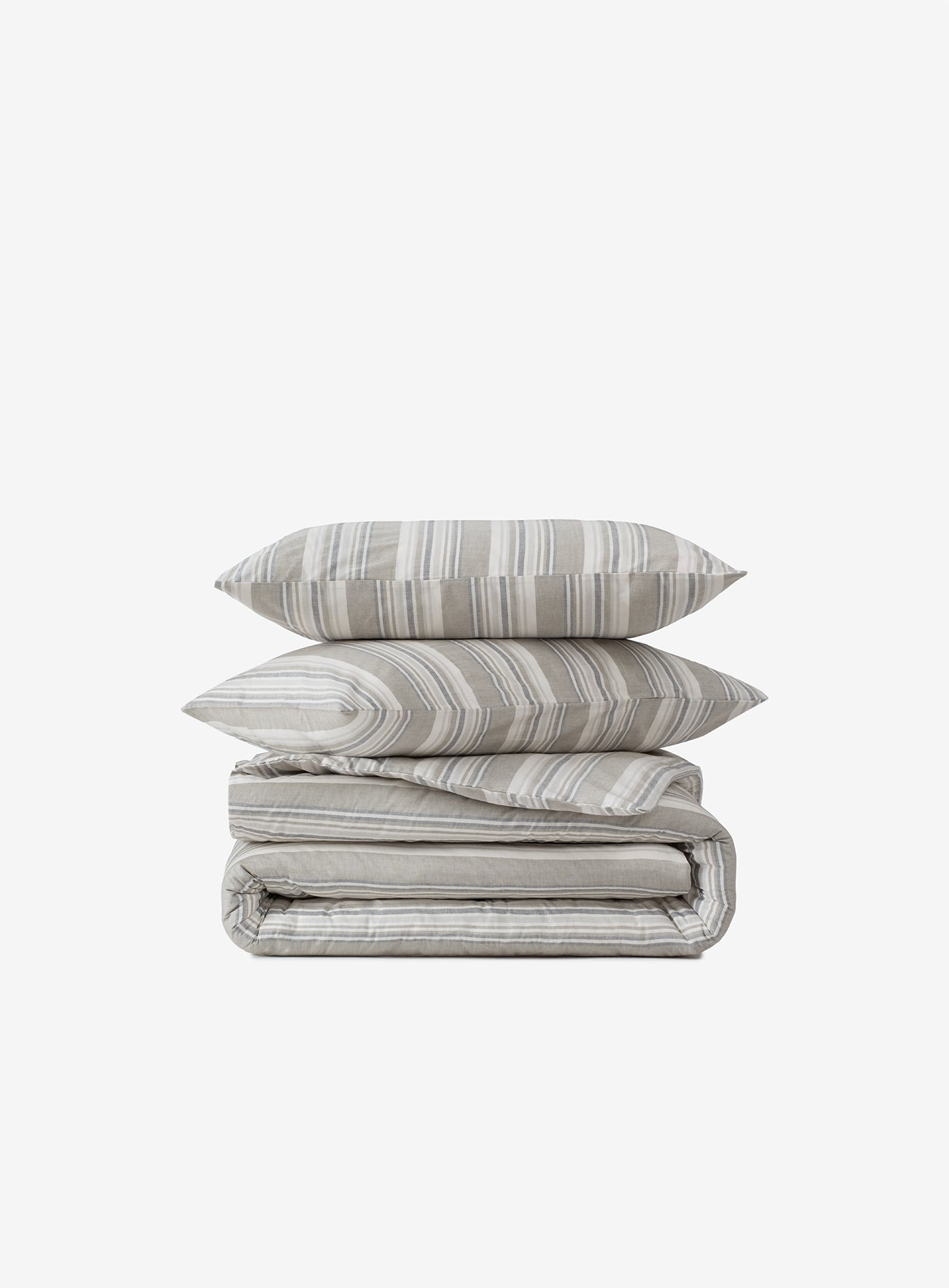 Striped Smooth Percale Nevresim Haki